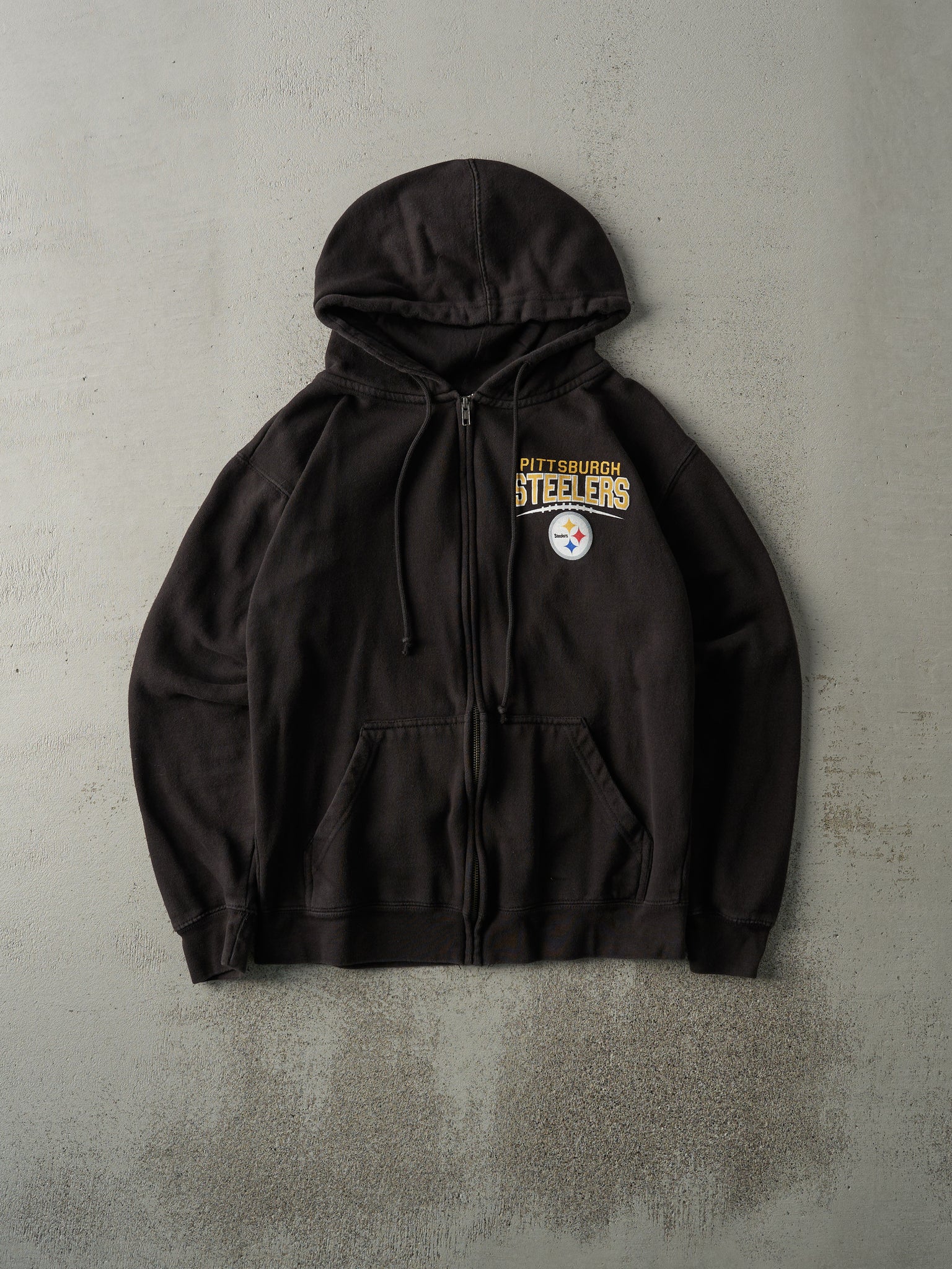 16' Black Pittsburgh Steelers Zip-Up Hoodie (M)