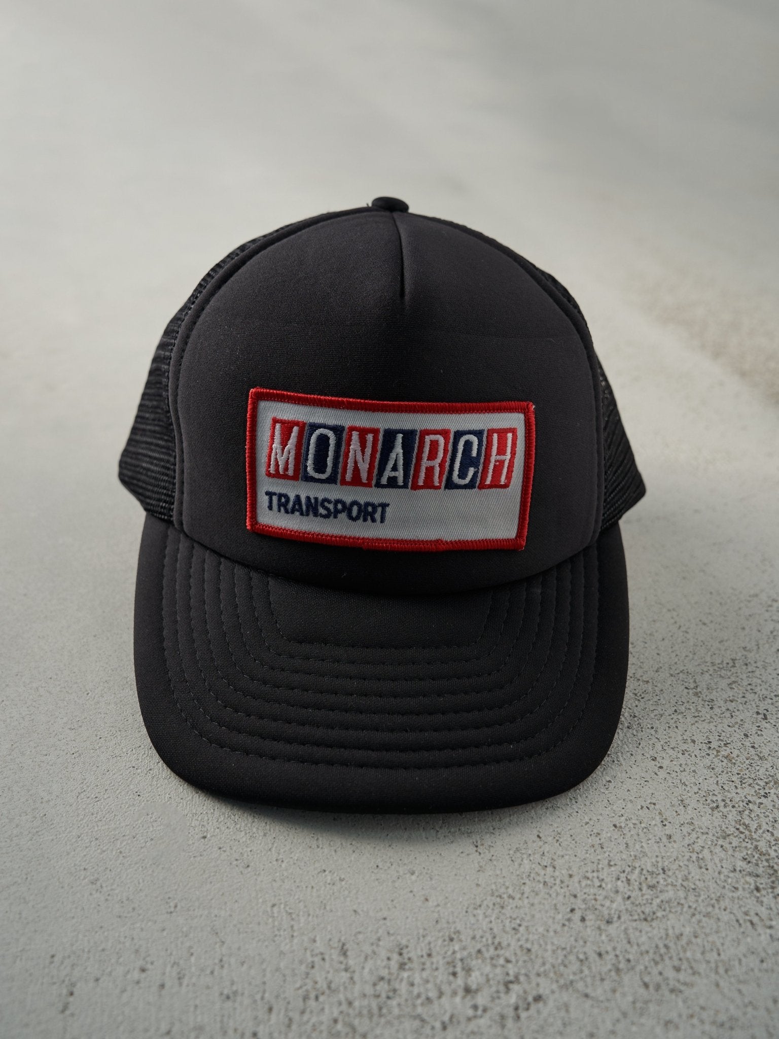 Vintage 90s Black Monarch Transport Foam Trucker Hat