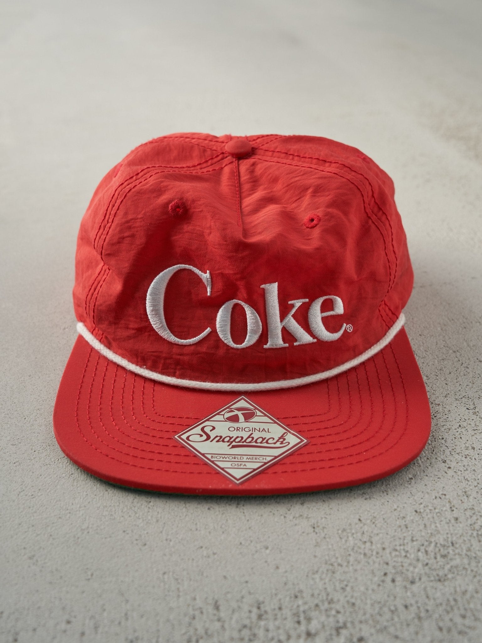Vintage 90s Red Embroidered Coca-Cola Nylon Snapback Hat