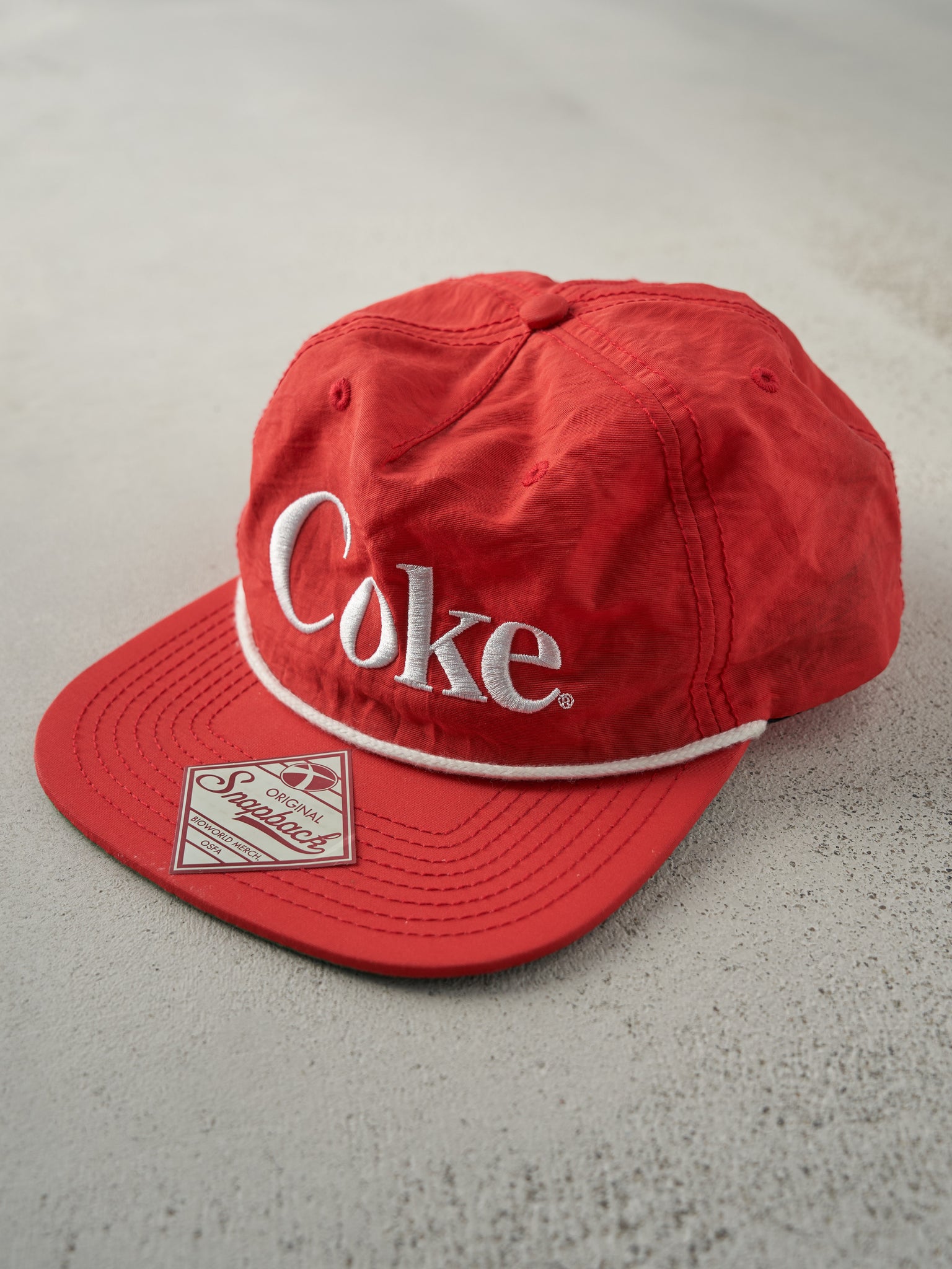 Vintage 90s Red Embroidered Coca-Cola Nylon Snapback Hat