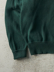 Vintage 80s Forest Green Ralph Lauren Quarter Button Knit Sweater (L)