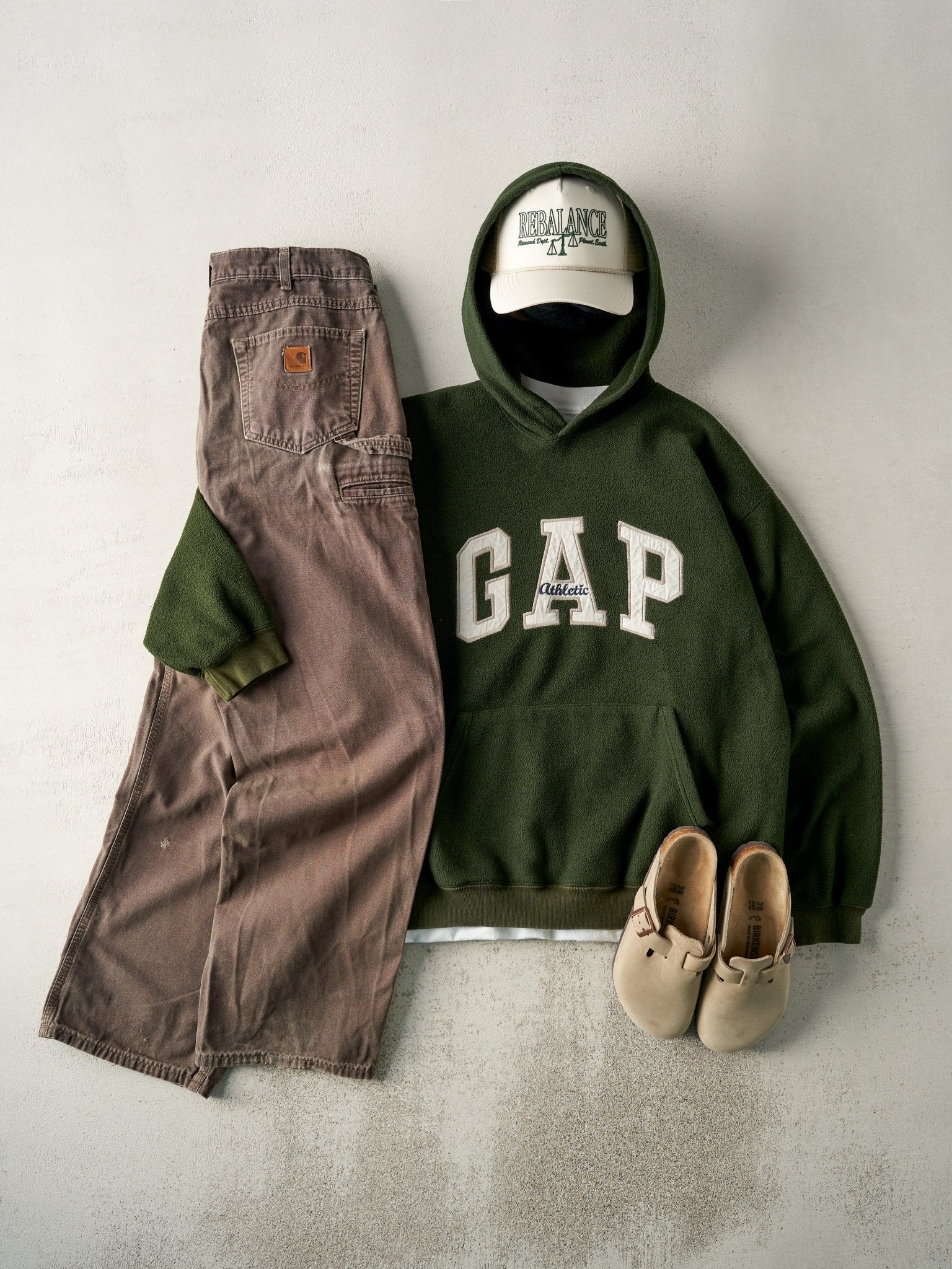 Vintage Y2K Forest Green Gap Fleece Hoodie (L)