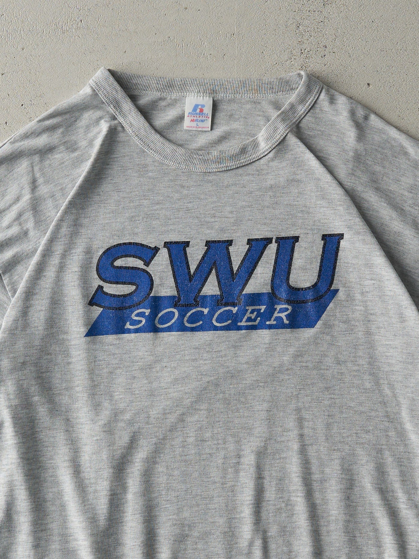 Vintage 90s Grey Russell Athletics SWU Soccer Adidas Tee (M/L)