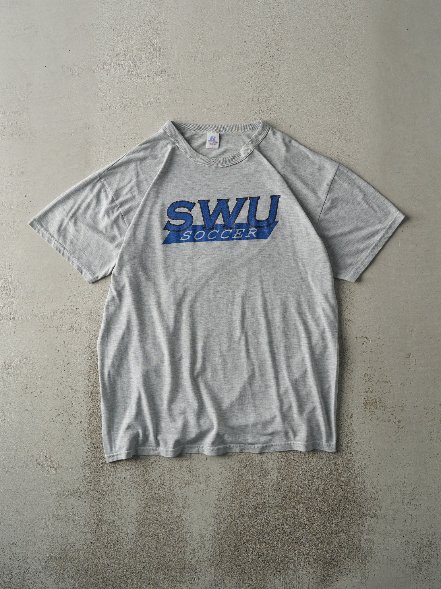 Vintage 90s Grey Russell Athletics SWU Soccer Adidas Tee (M/L)