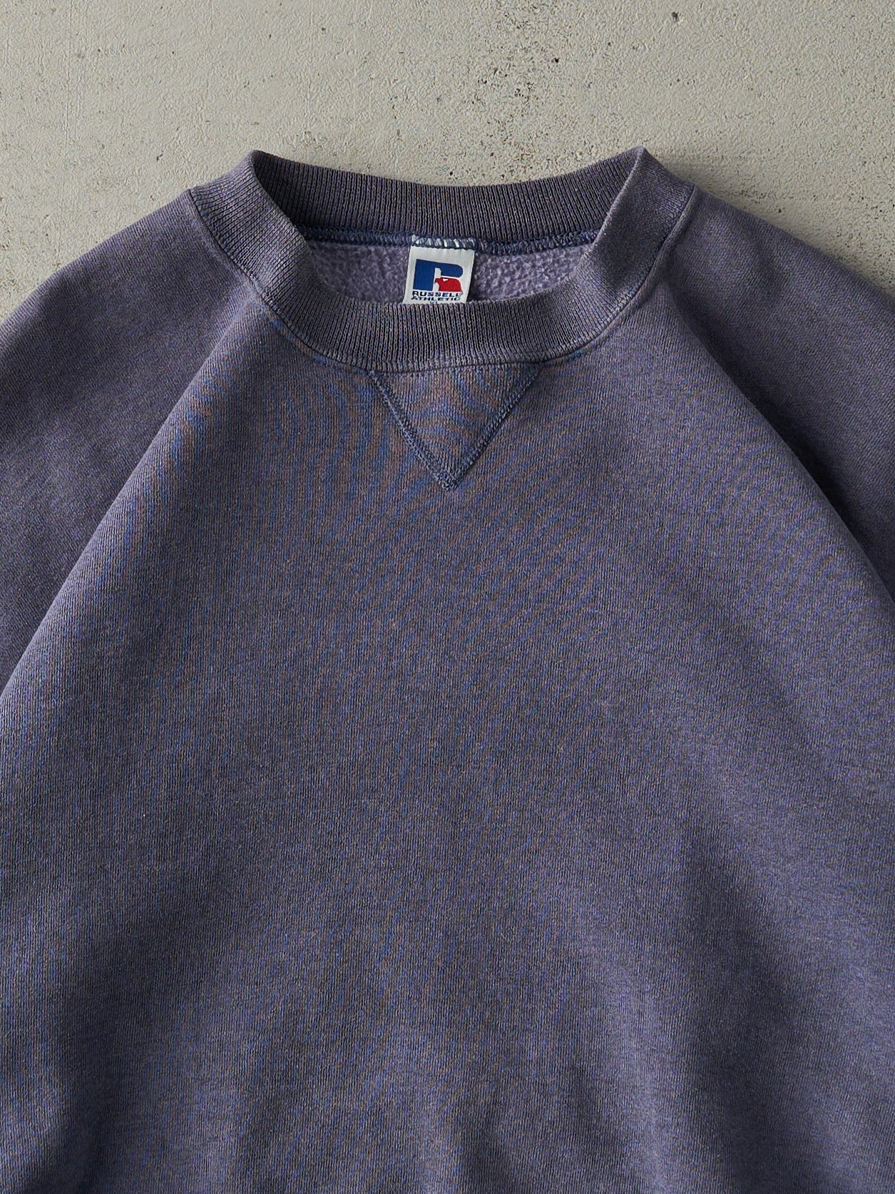 Vintage 90s Washed Blue Russell Athletic Blank Crewneck (L)