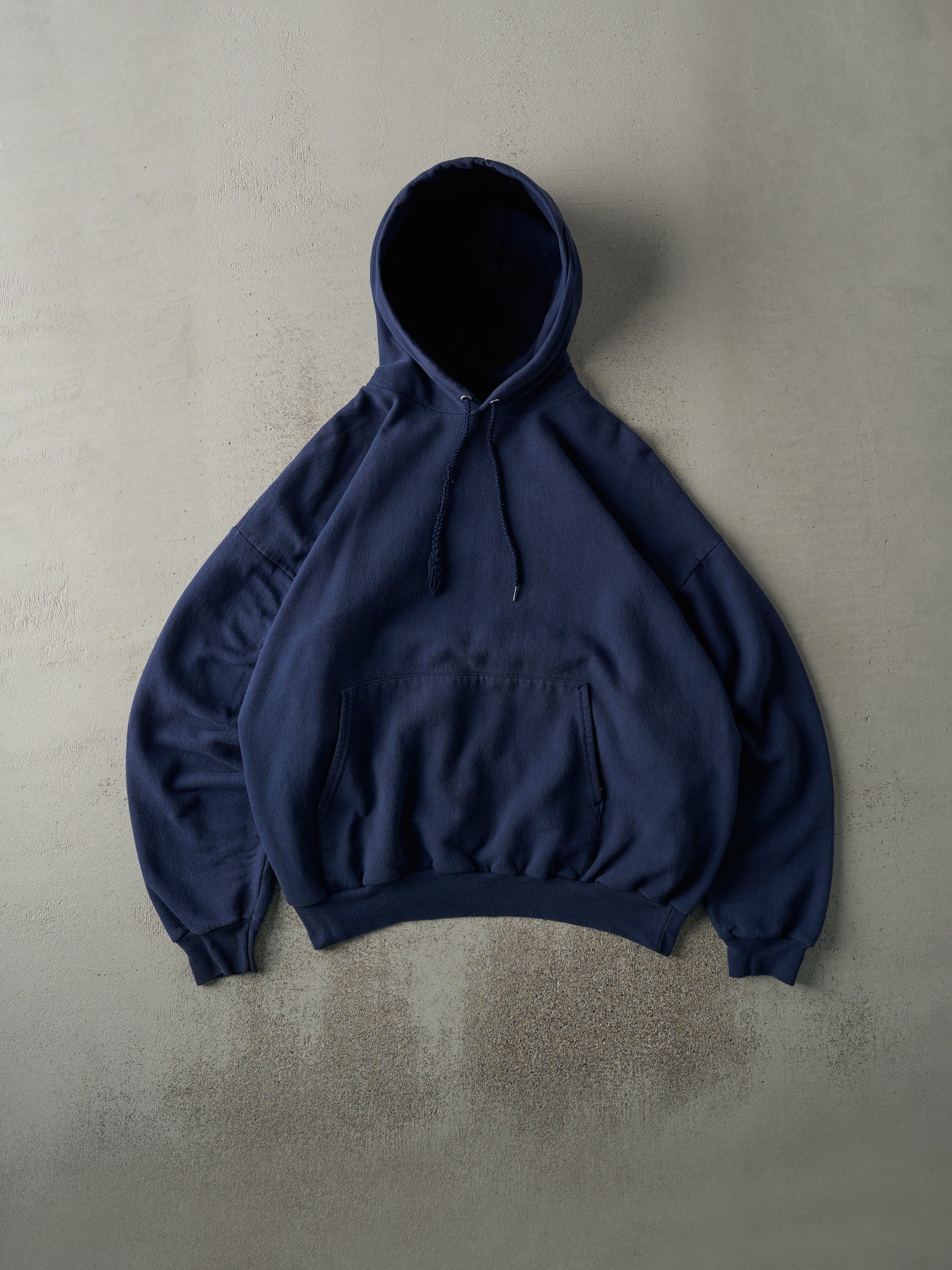 Vintage Y2K Navy Blue Blank Hoodie (L)