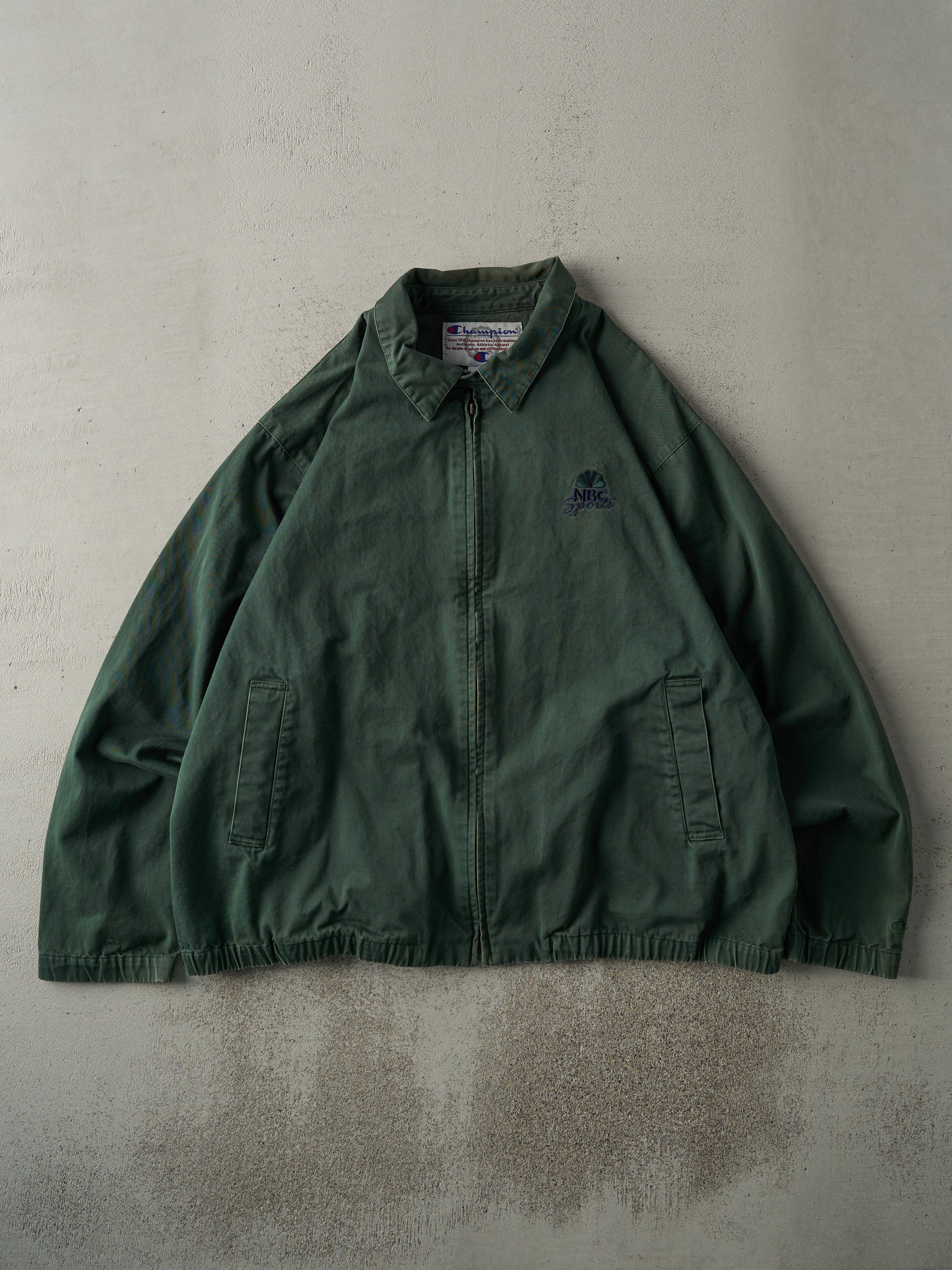 Vintage 80s Forest Green Embroidered NBC Sports Work Jacket (XL)