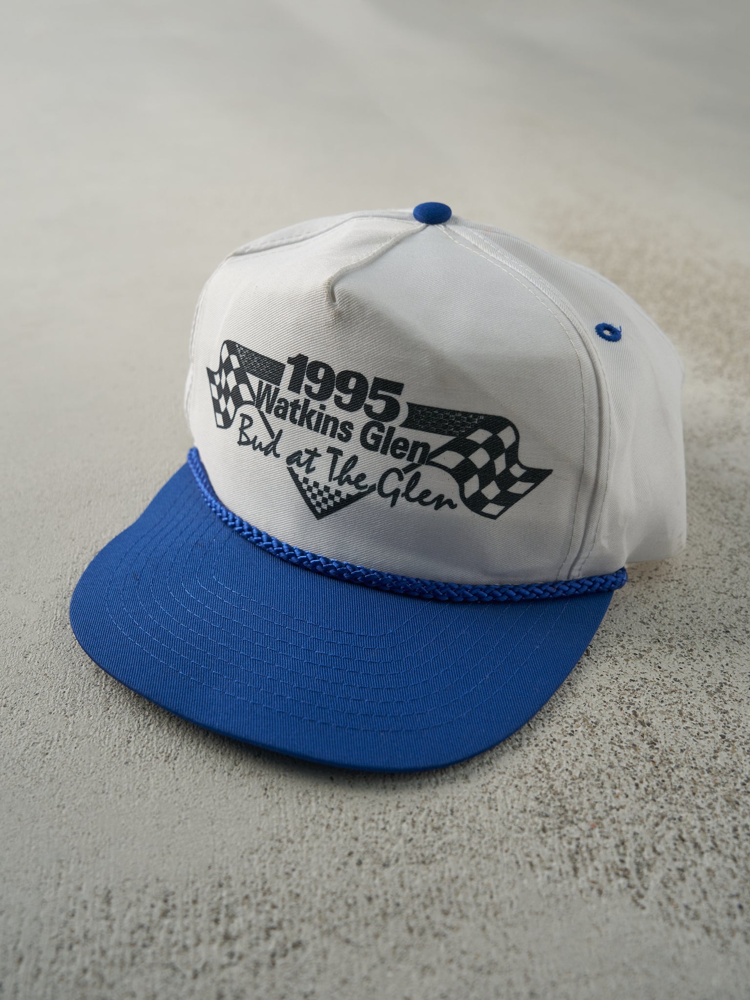 Vintage 95' White & Blue Watkins Glen Racing Snapback Hat