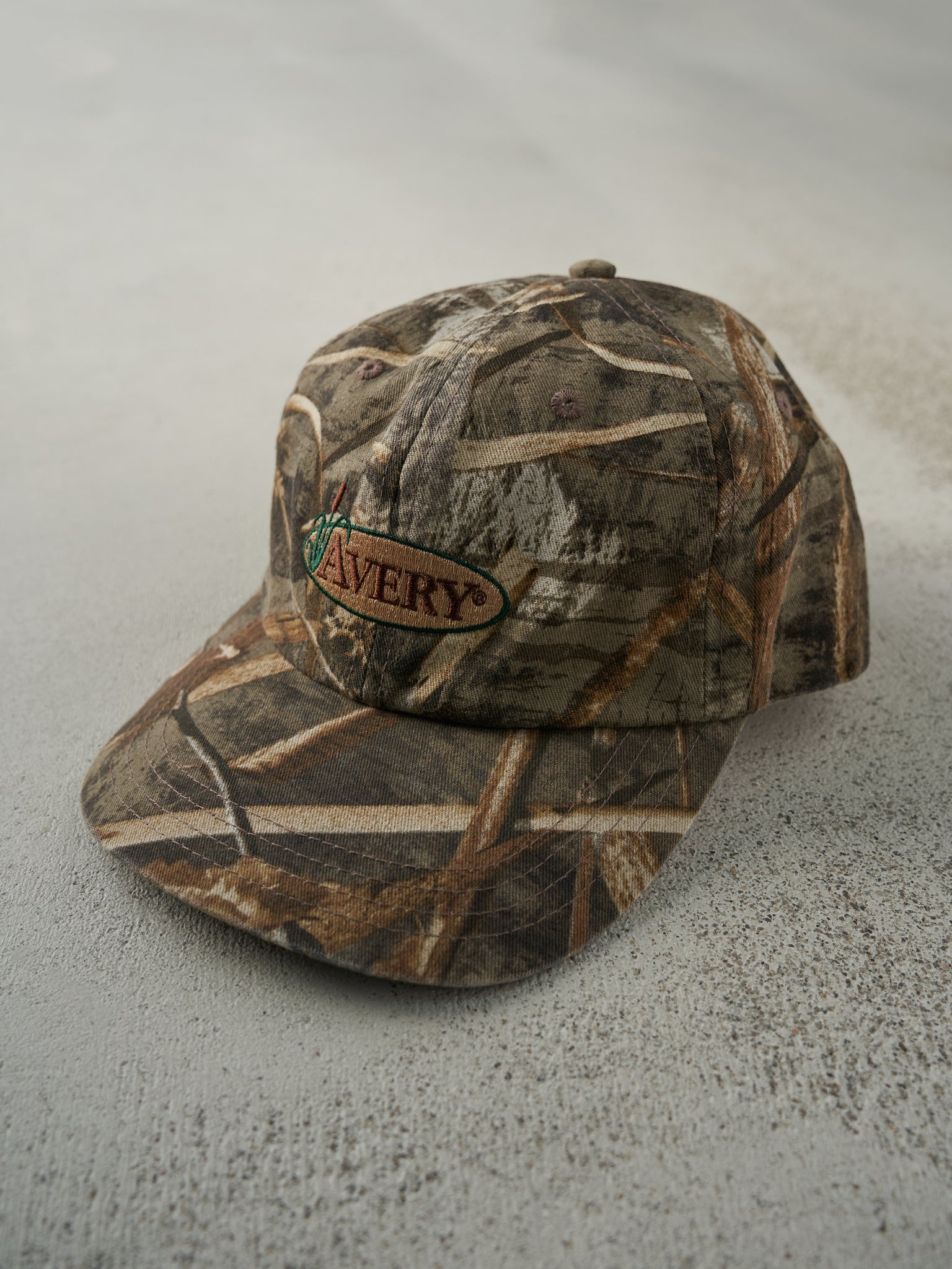 Vintage Y2K Camo Embroidered Avery Snapback Hat