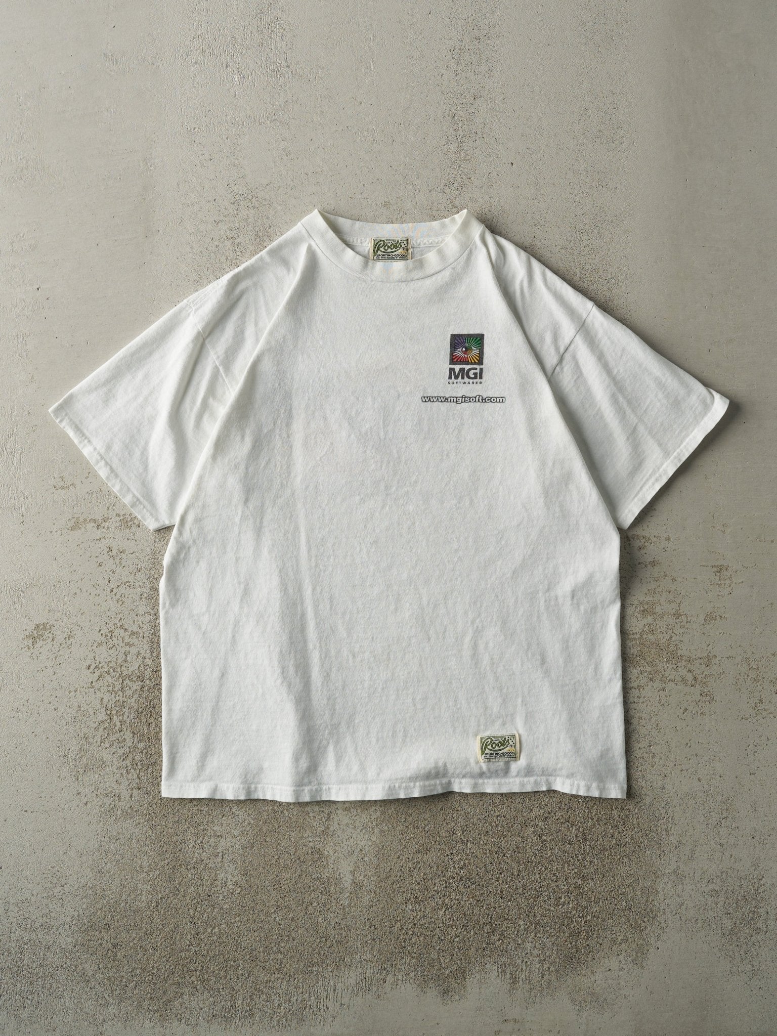 Vintage 90s White MGI Photo Suite II Roots Tee (L)