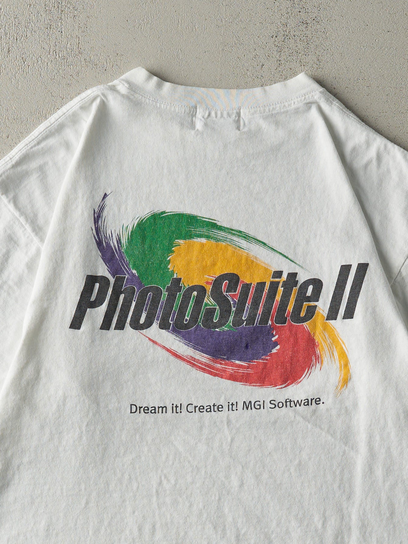 Vintage 90s White MGI Photo Suite II Roots Tee (L)