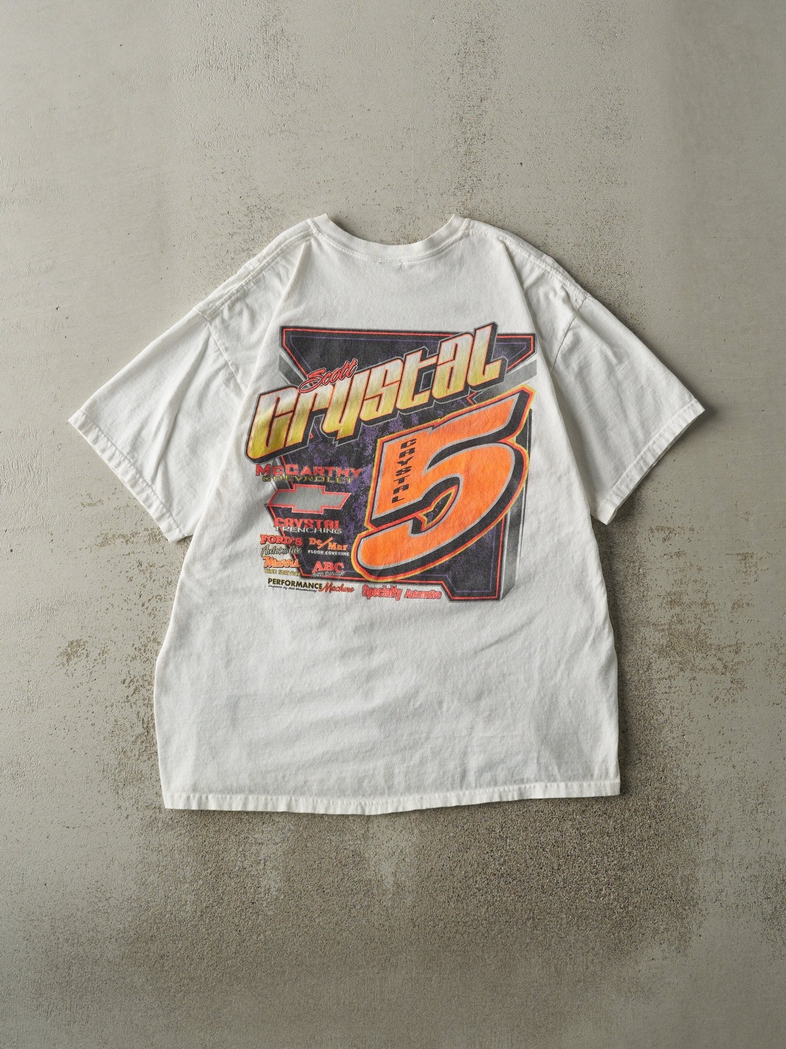 Vintage 08' White Scott Crystal Racing Tee (L)