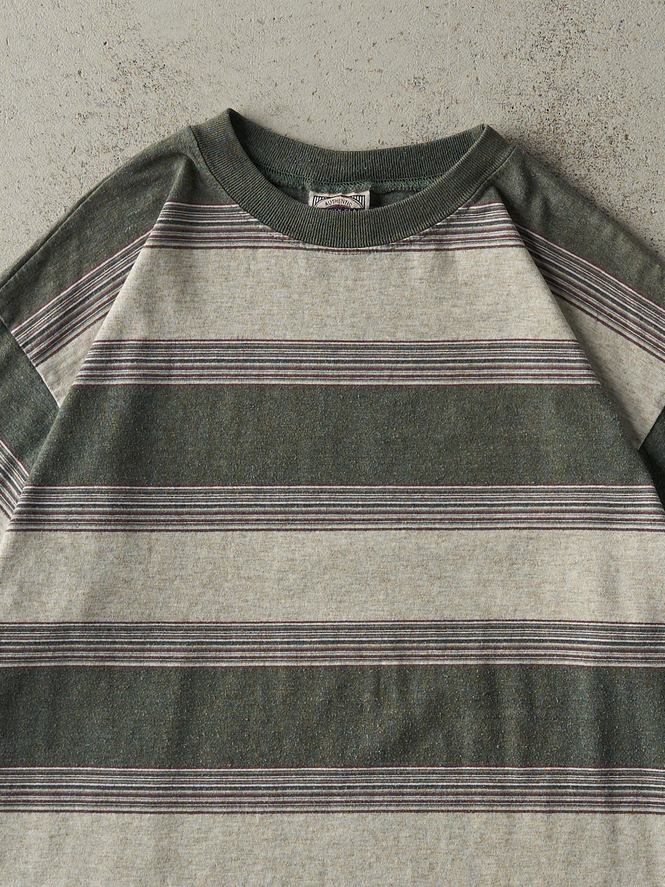 Vintage 90s Green Striped Tee (M/L)