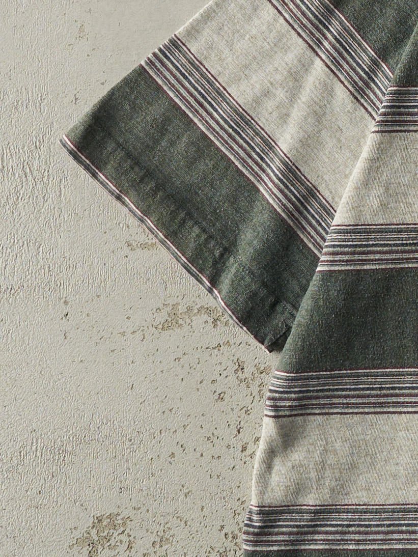 Vintage 90s Green Striped Tee (M/L)