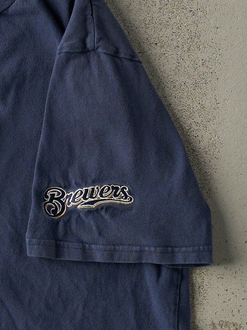 Vintage Y2K Navy Blue Embroidered Milwaukee Brewers Nike Tee (M)