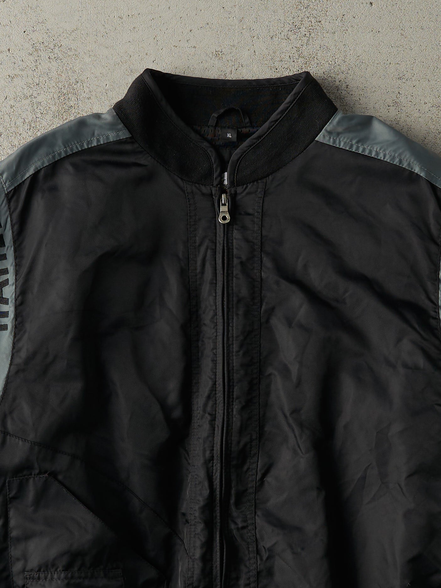 Vintage Y2K Black & Grey Harley Davidson Bomber Jacket (L)