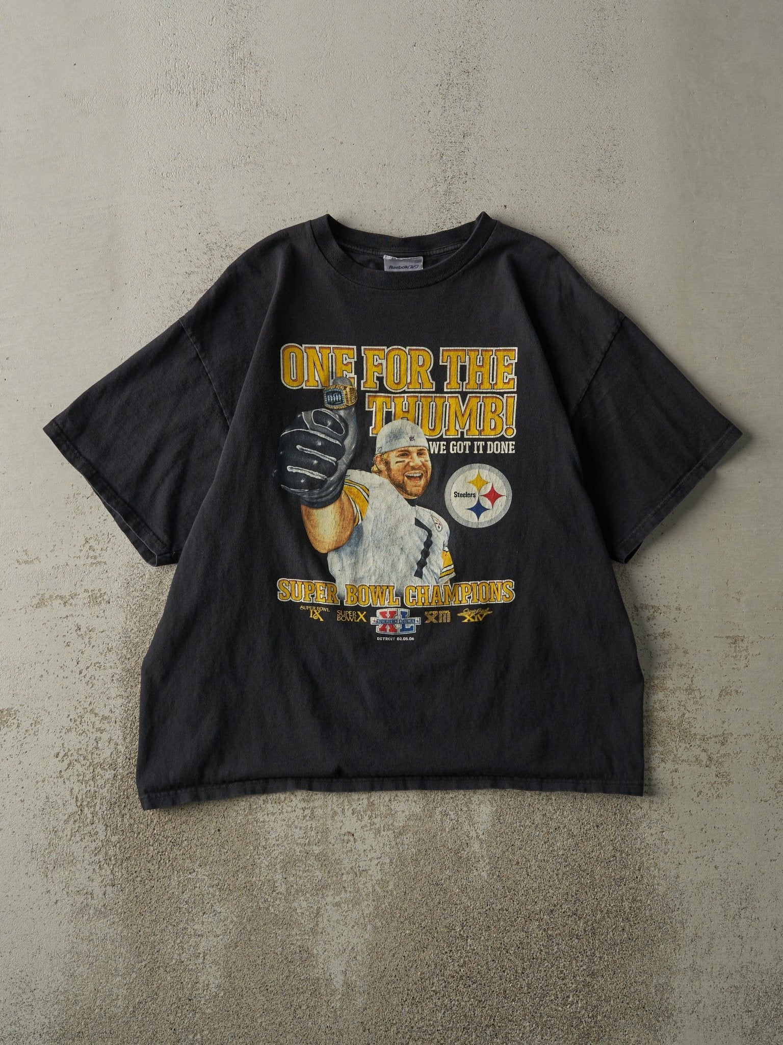 Vintage 06' Black Pittsburgh Steelers Super Bowl Champions Tee (L)