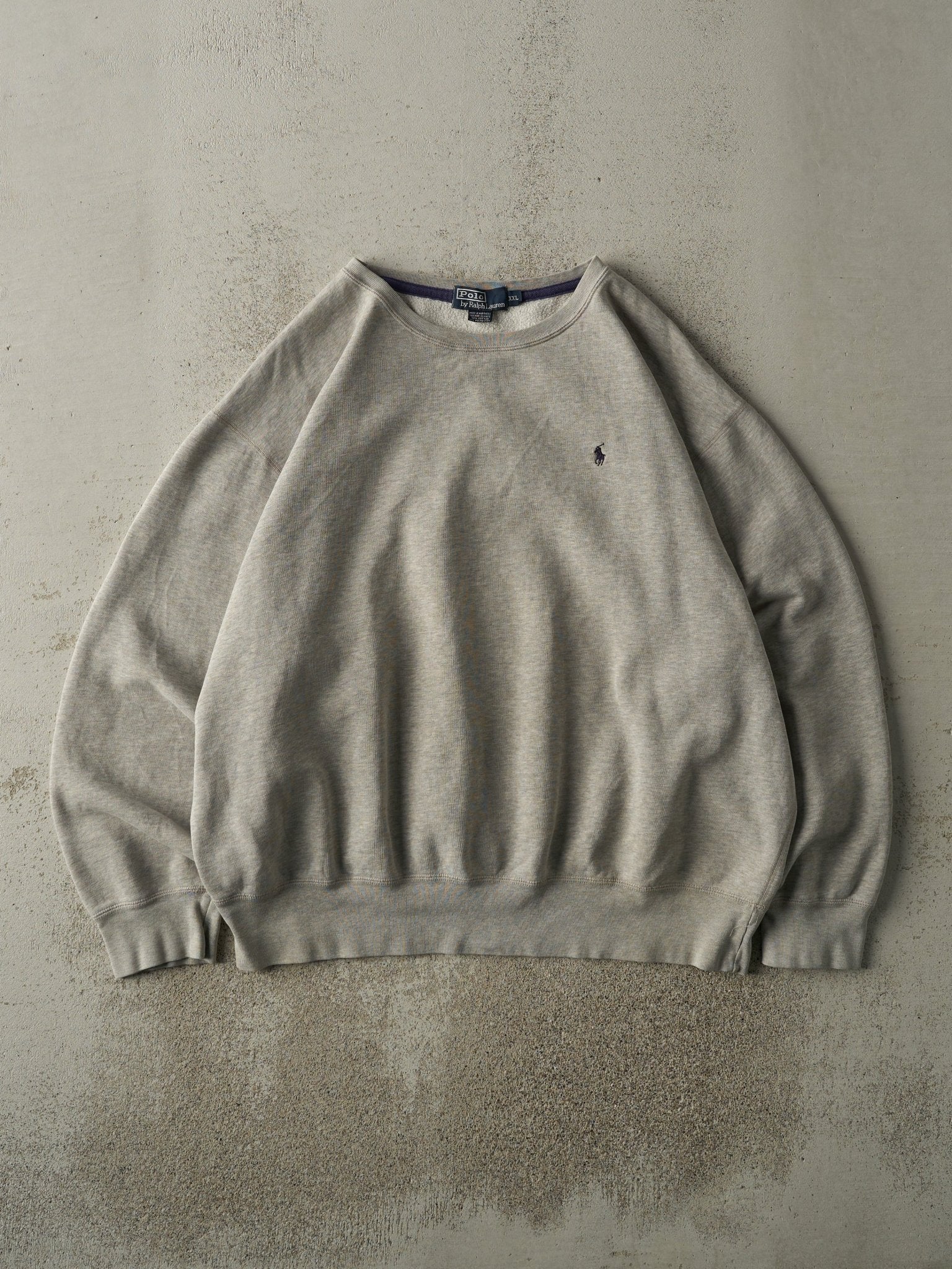 Vintage 90s Grey Embroidered Ralph Lauren Crewneck (XXL)
