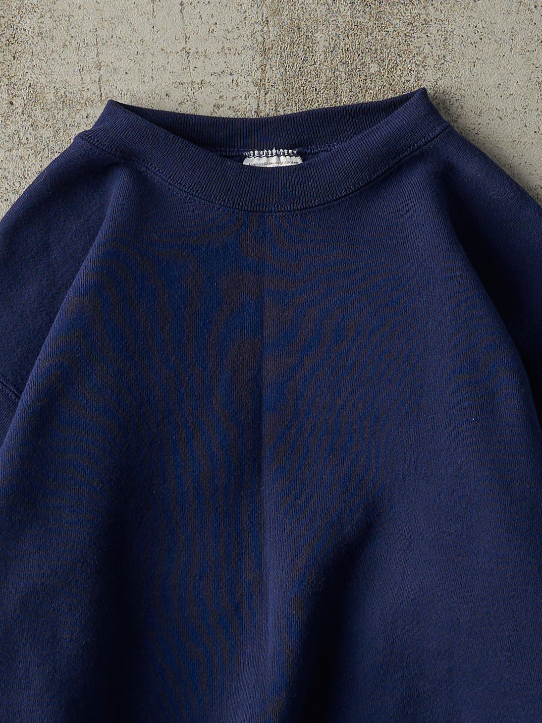 Vintage 90s Navy Blue Blank Crewneck (M)