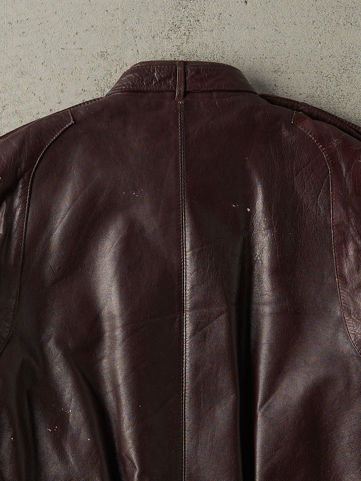 Vintage 90s Burgundy Leather Biker Jacket (M)