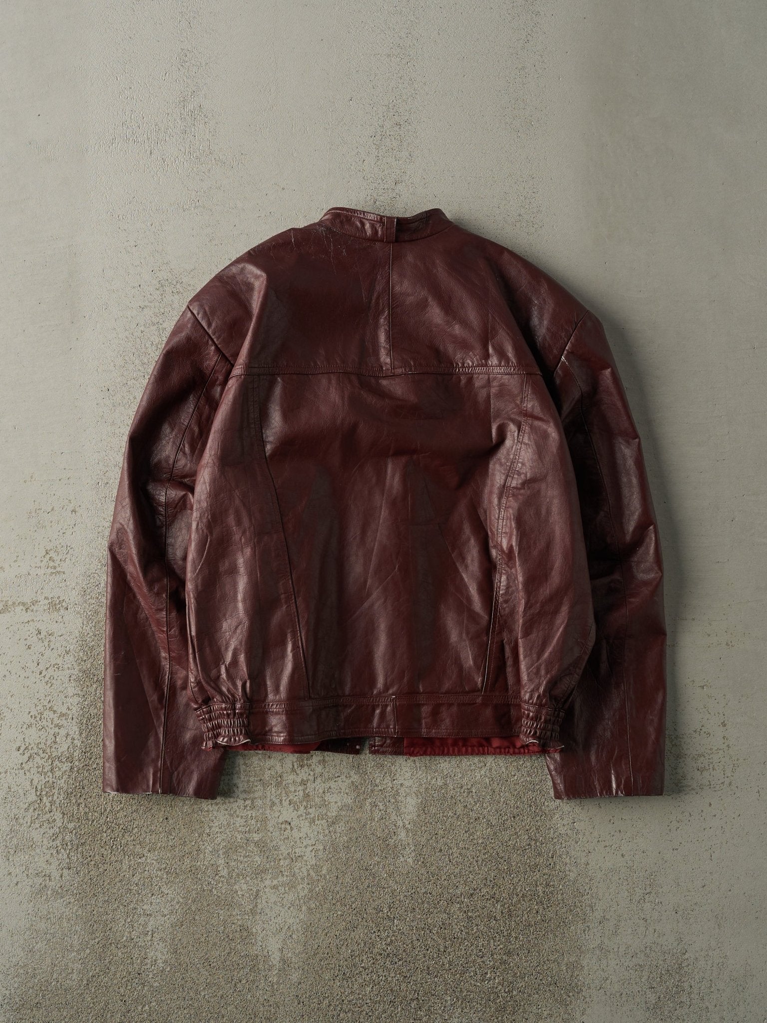 Vintage 90s Wine Red Leather Biker Jacket (M/L)