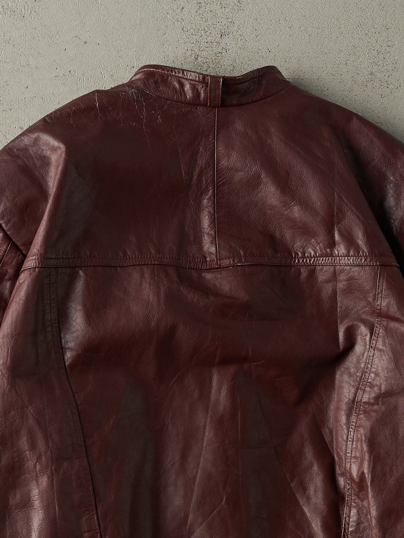Vintage 90s Wine Red Leather Biker Jacket (M/L)