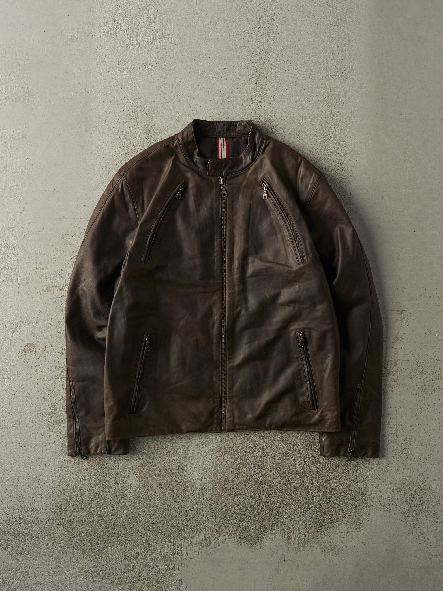 Vintage Y2K Brown Danier Soft Leather Biker Jacket (M)