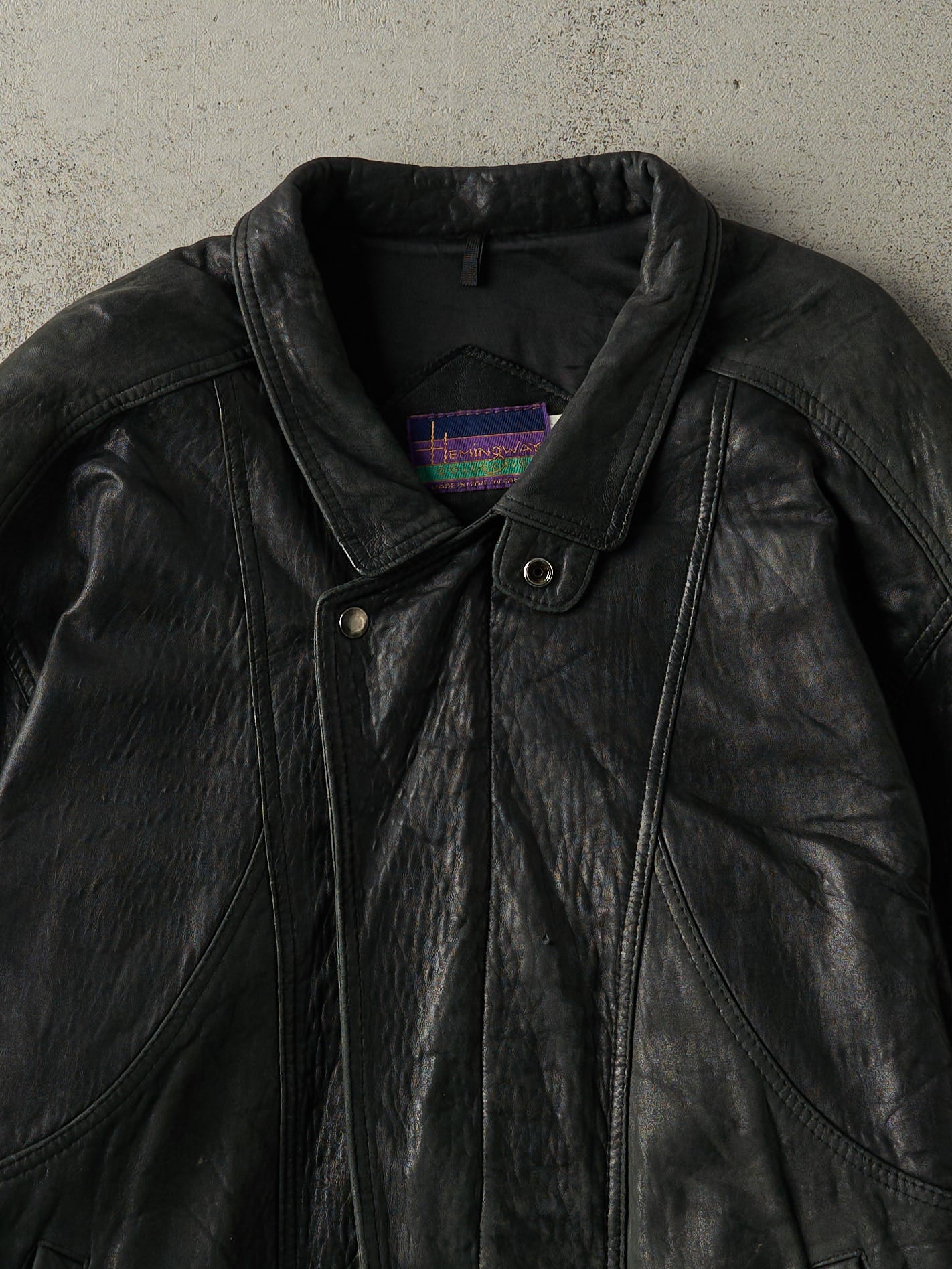 Vintage 90s Black Hemingway Soft Leather Jacket (XL/XXL