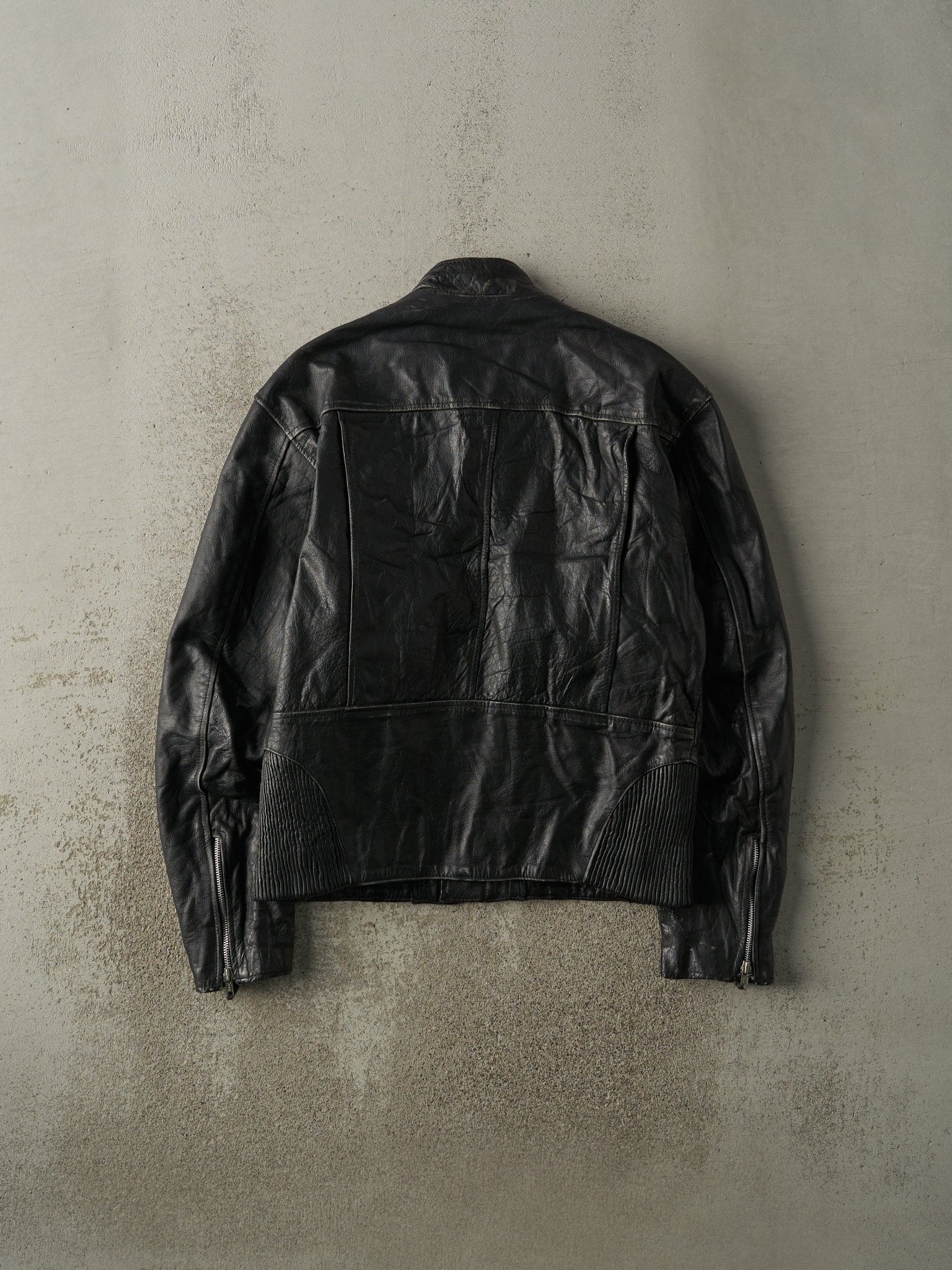 Vintage 80s Black Leather Biker Jacket (S)