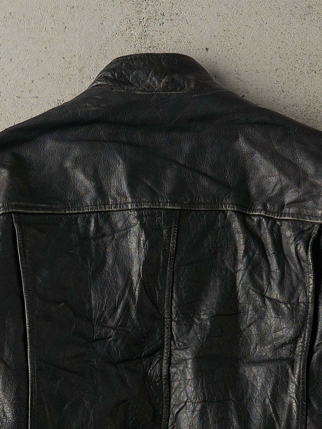 Vintage 80s Black Leather Biker Jacket (S)