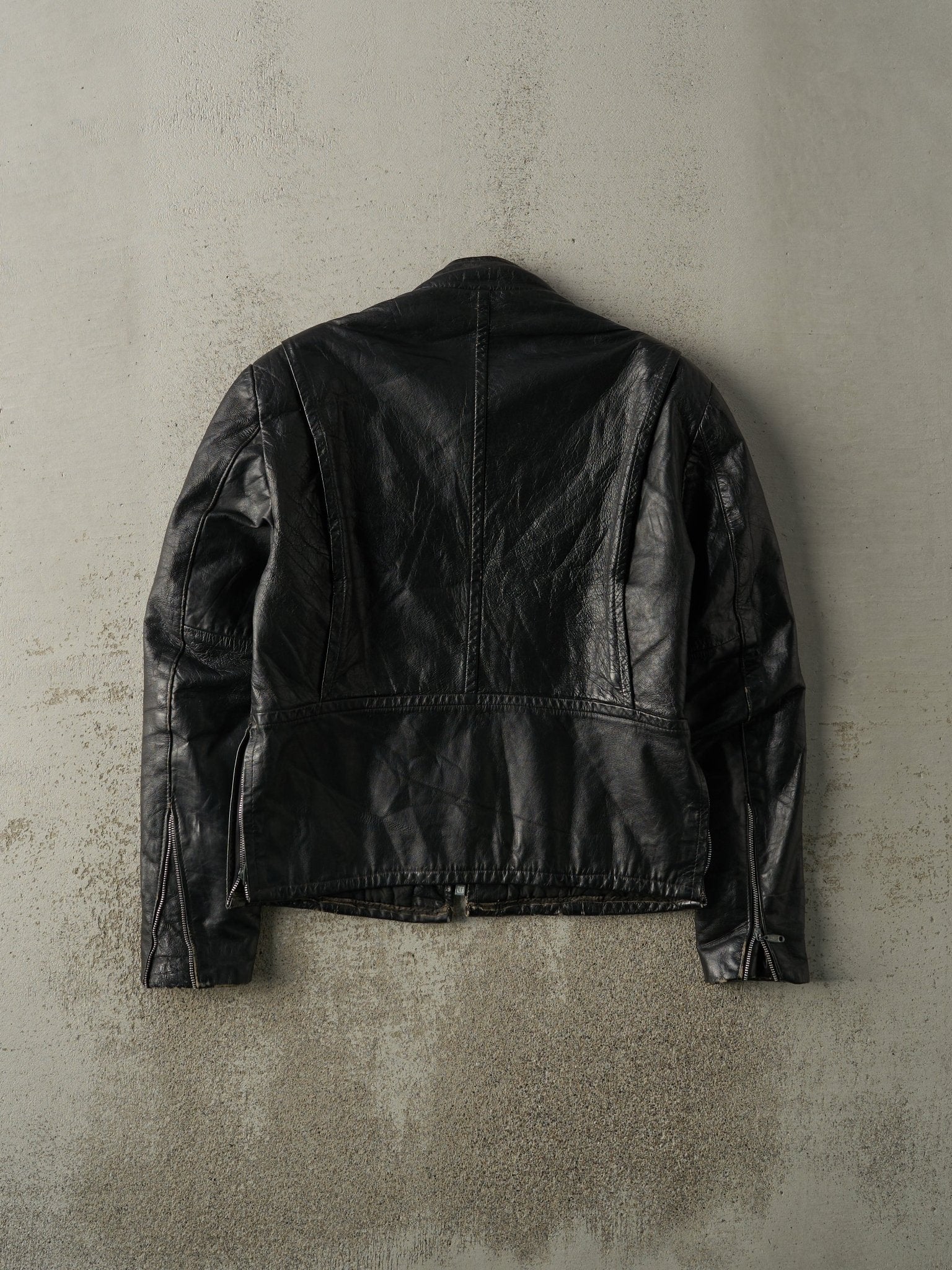 Vintage 80s Black Biker Leather Jacket (S)