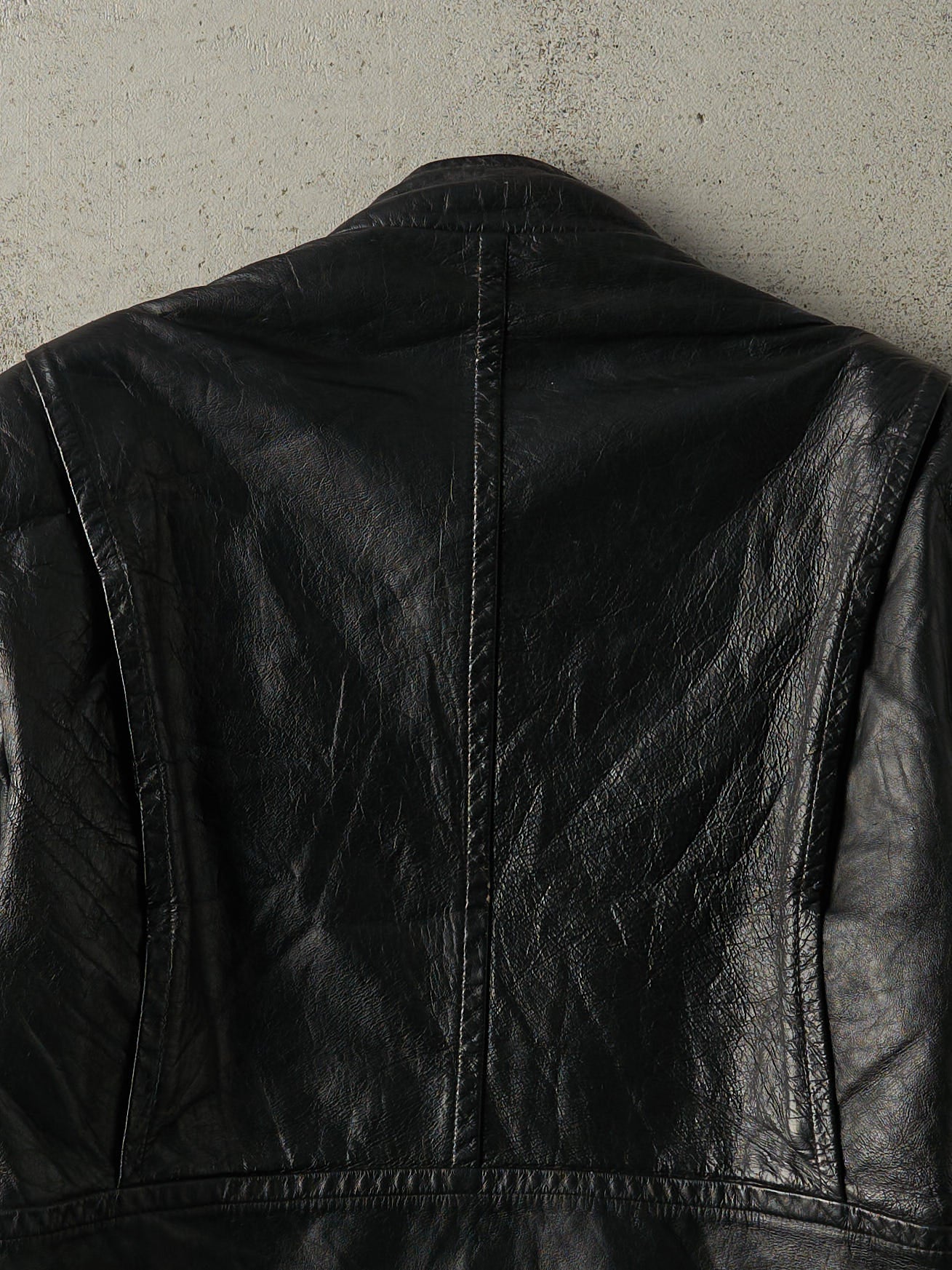 Vintage 80s Black Biker Leather Jacket (S)