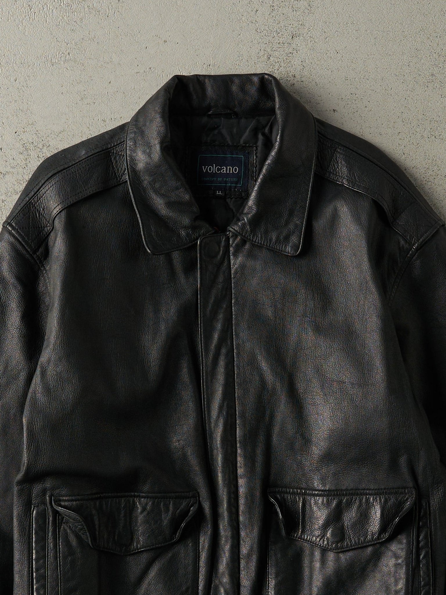 Vintage Y2K Black Volcano Leather Jacket (M)