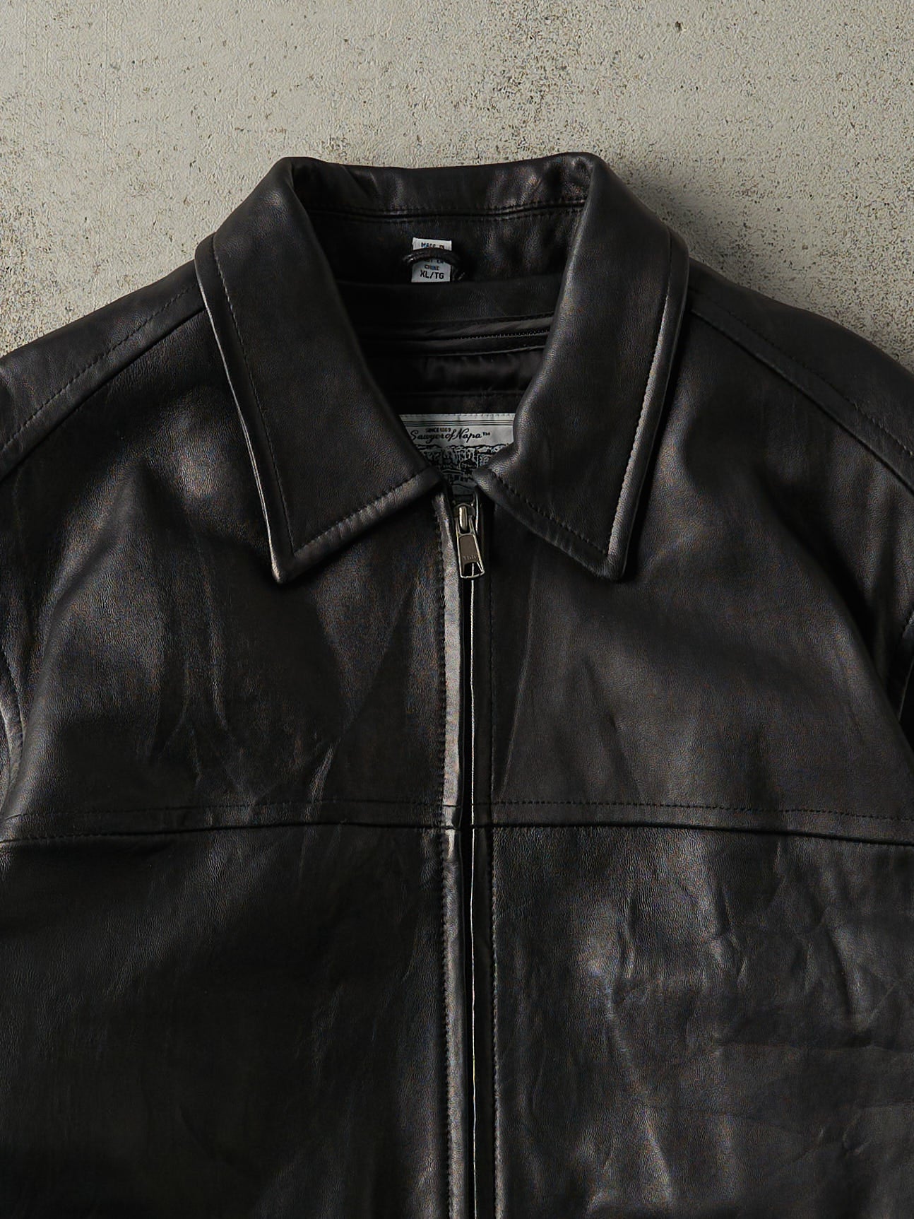 Vintage Y2K Black Sawyer of Napa Soft Leather Jacket (L)