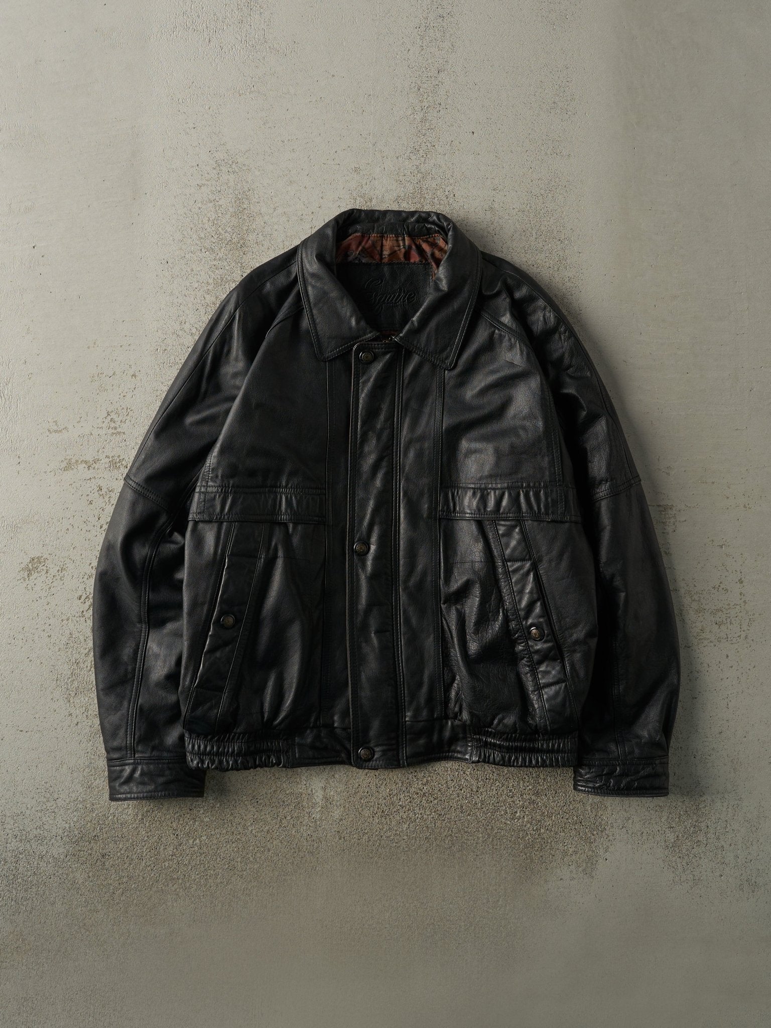 Vintage 90s Black Esquire Leather Jacket (L)
