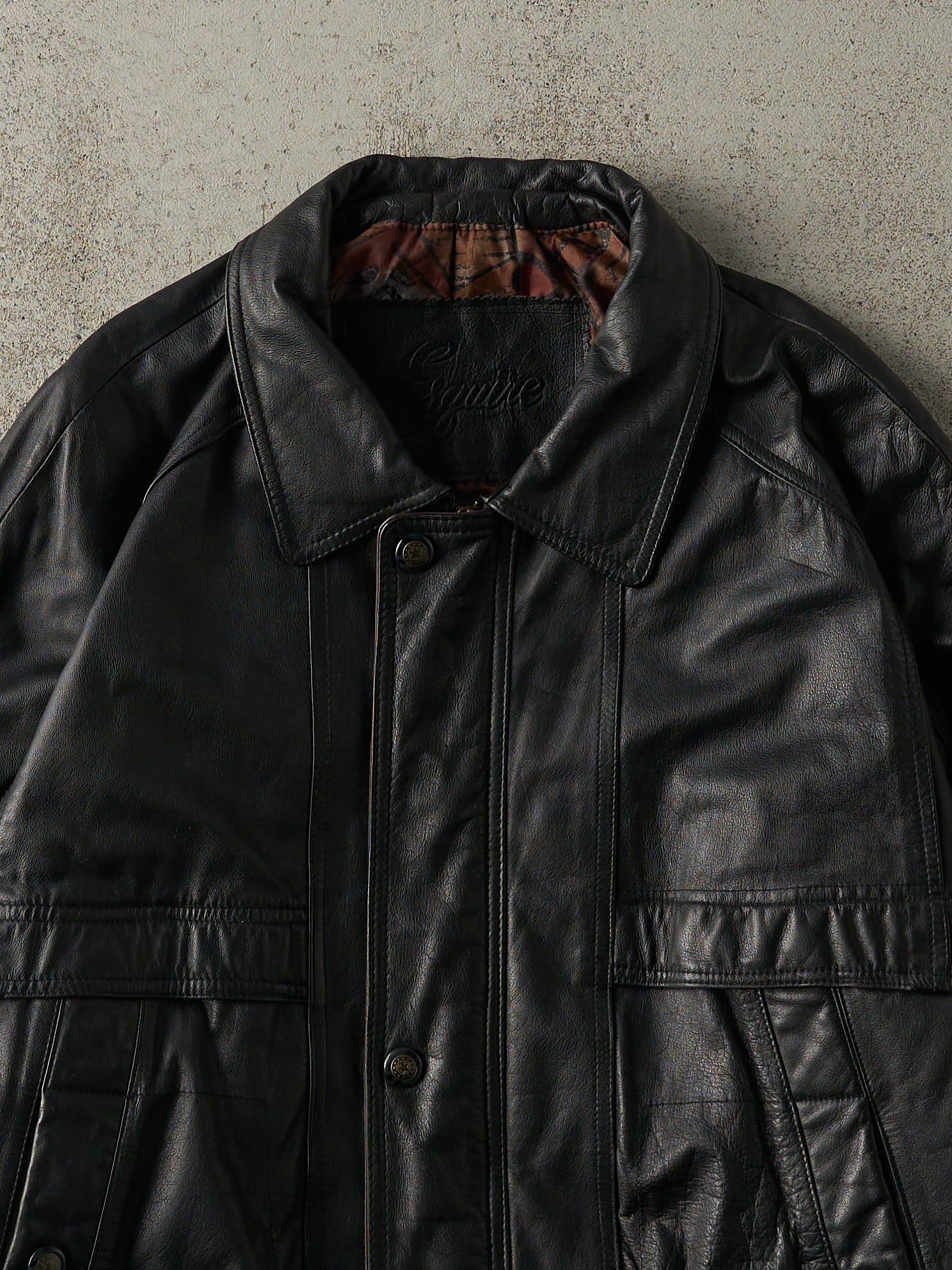 Vintage 90s Black Esquire Leather Jacket (L)