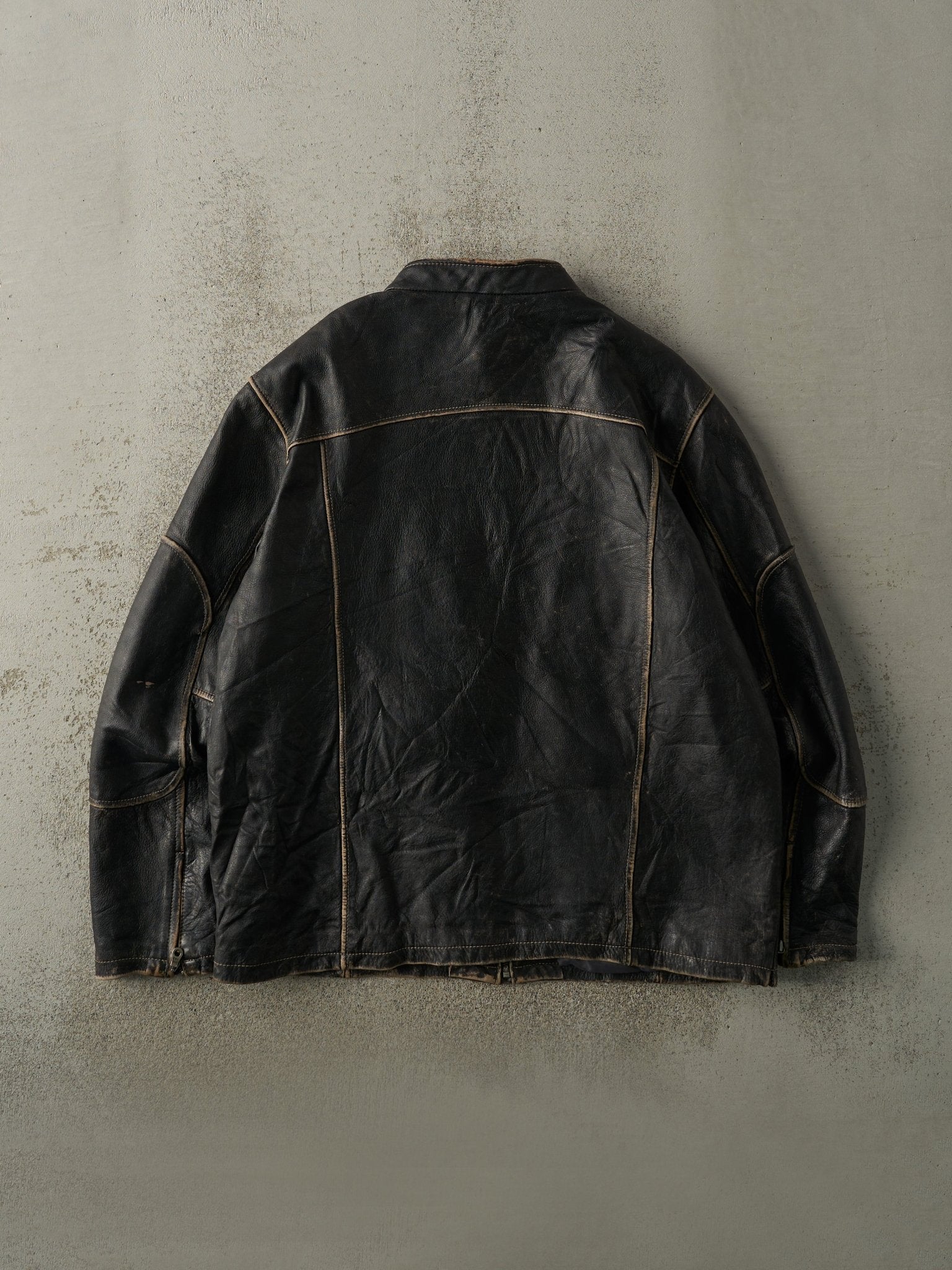 Vintage Y2K Black Danier Biker Leather Jacket (L)