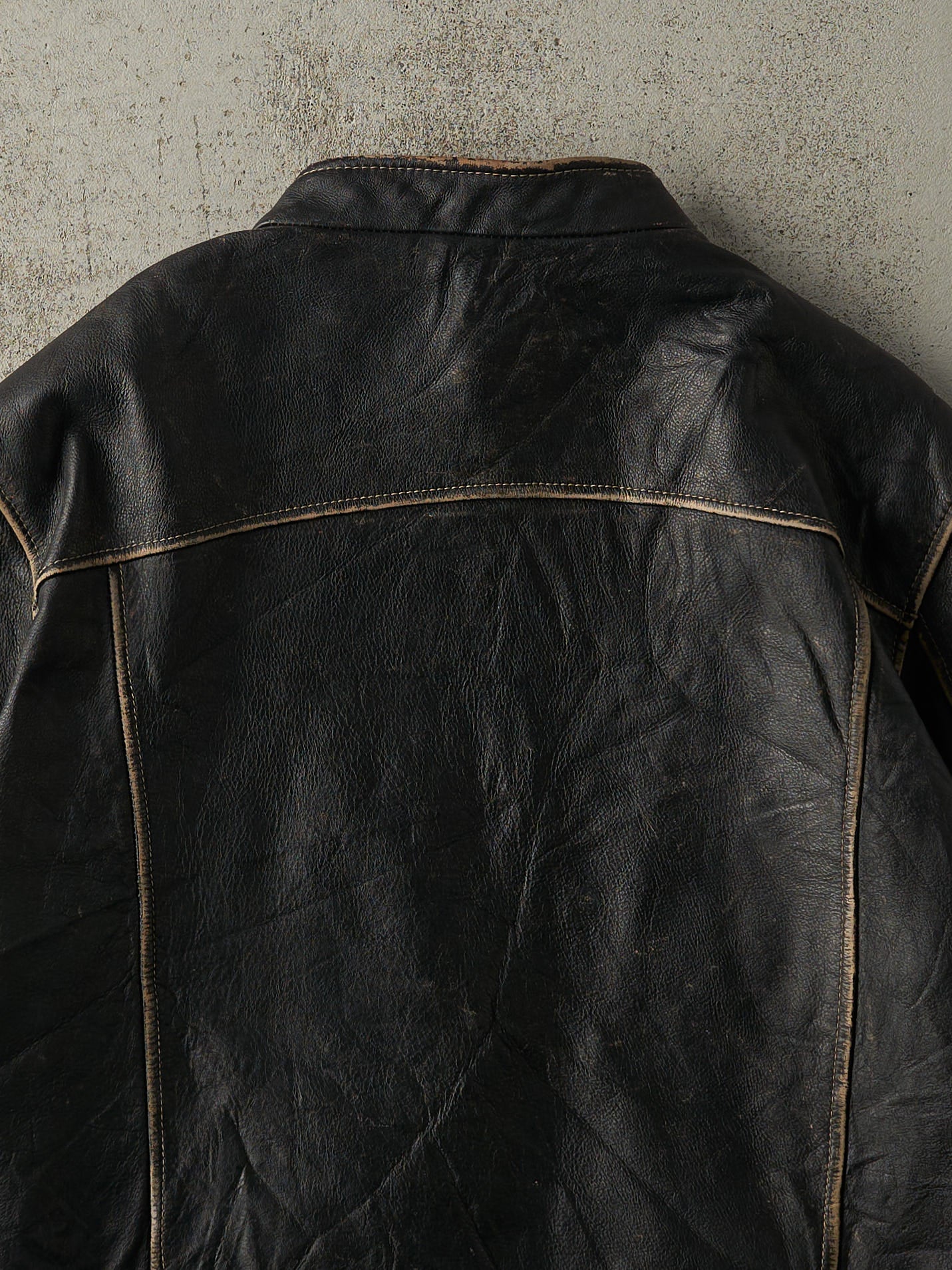 Vintage Y2K Black Danier Biker Leather Jacket (L)