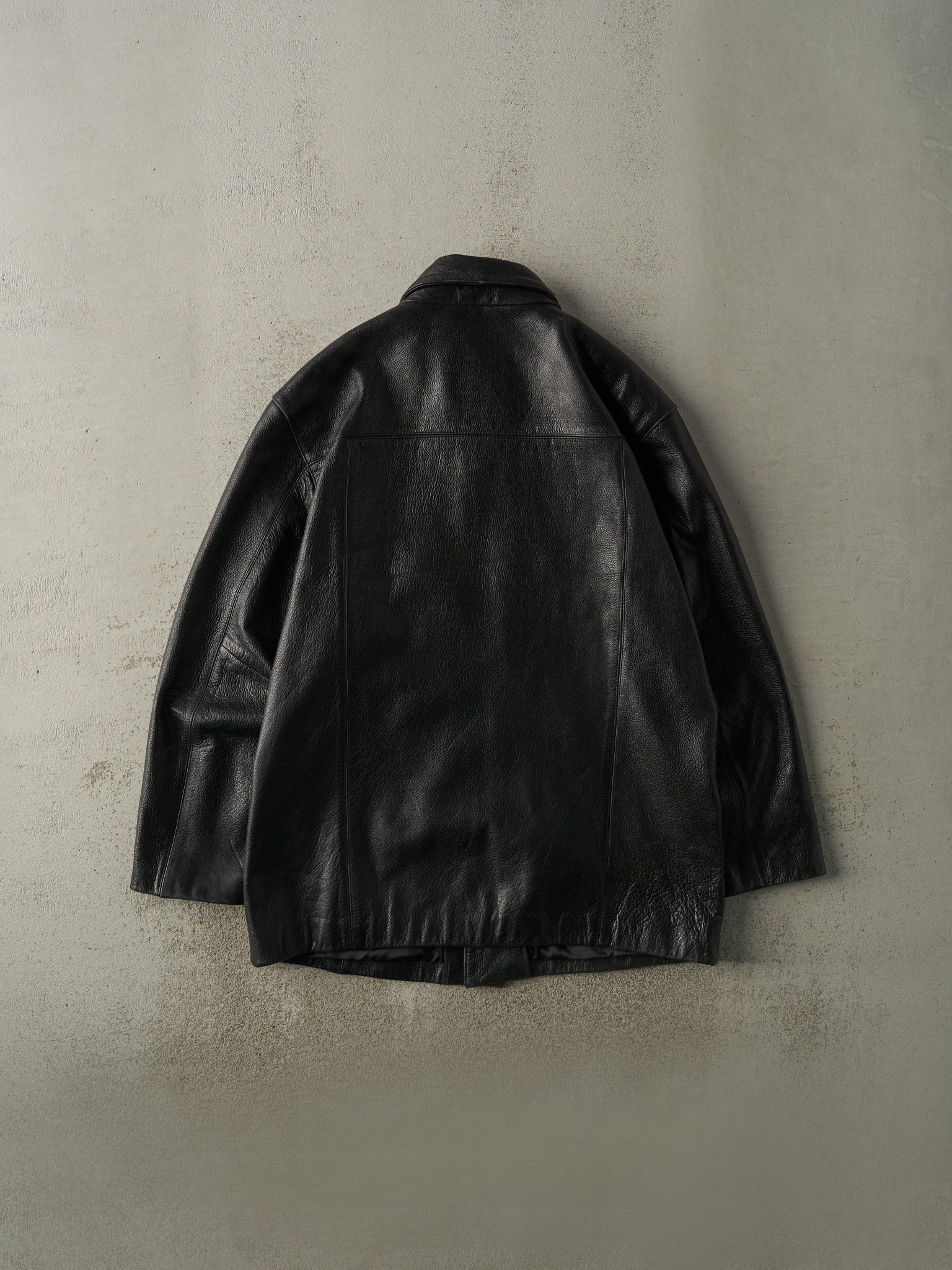 Vintage 90s Black Danier Leather Trench Coat (XL)