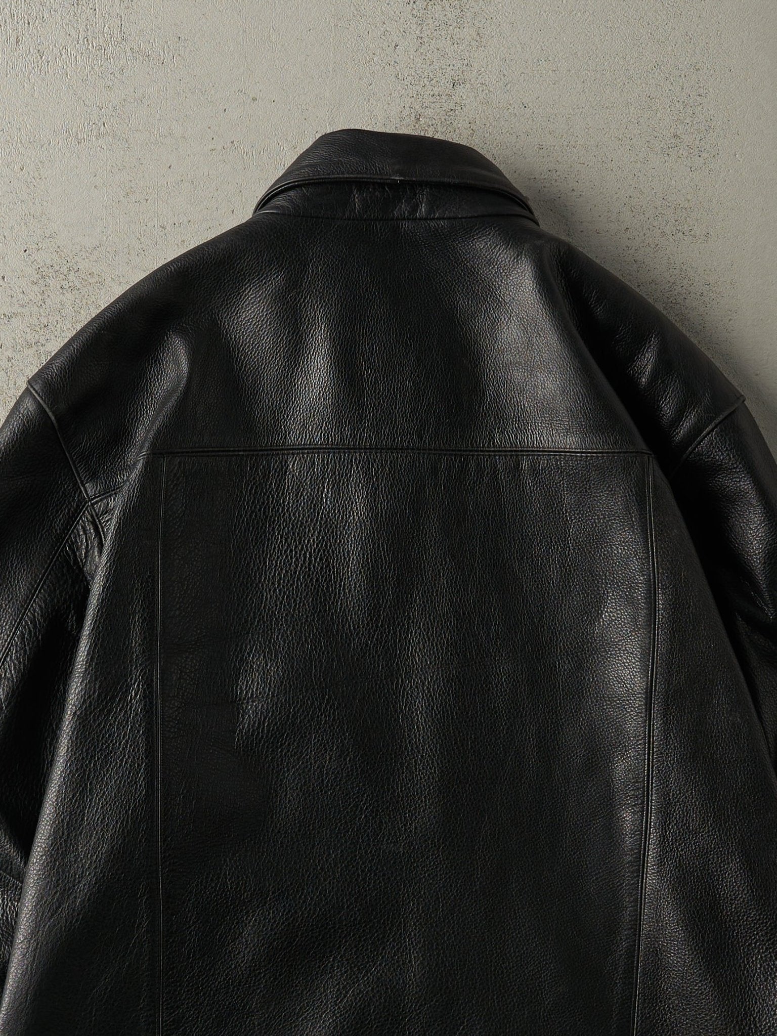 Vintage 90s Black Danier Leather Trench Coat (XL)