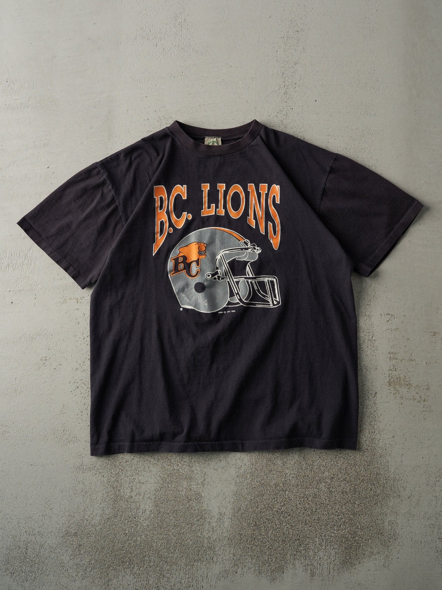 Vintage 90s Black CFL BC Lions Single Stitch Tee (M)