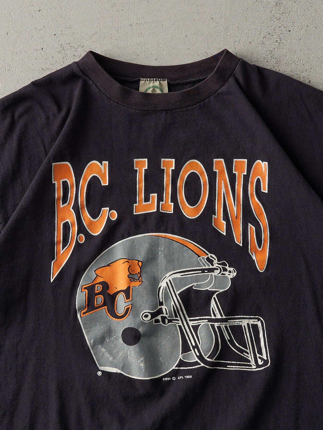 Vintage 90s Black CFL BC Lions Single Stitch Tee (M)