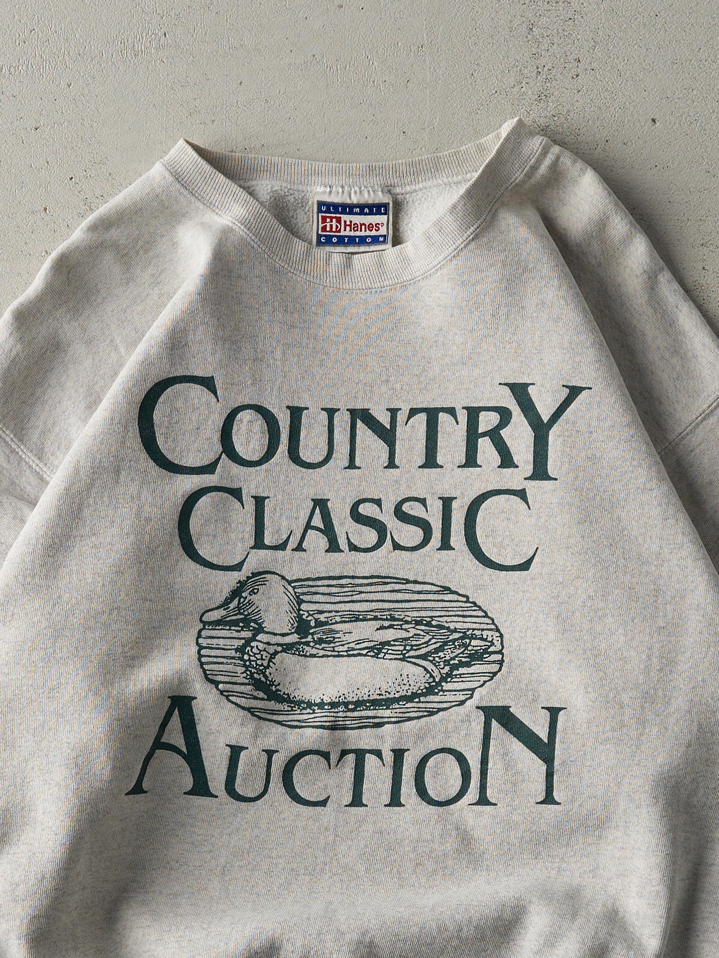 Vintage 90s Heather Grey Country Classic Auction Crewneck (M)