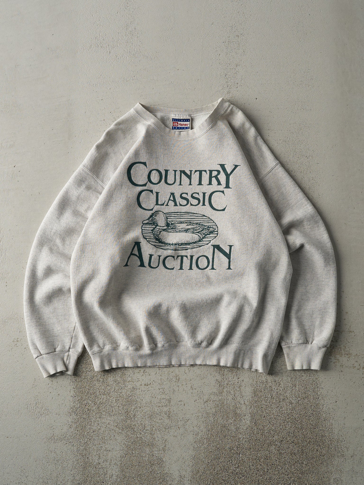 Vintage 90s Heather Grey Country Classic Auction Crewneck (M)