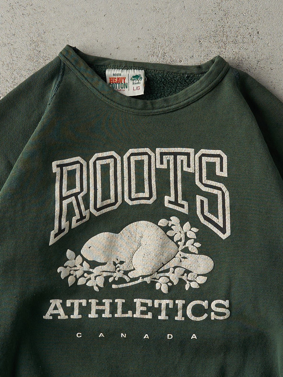 Vintage 80s Forest Green Roots Athletic Logo Crewneck (M)