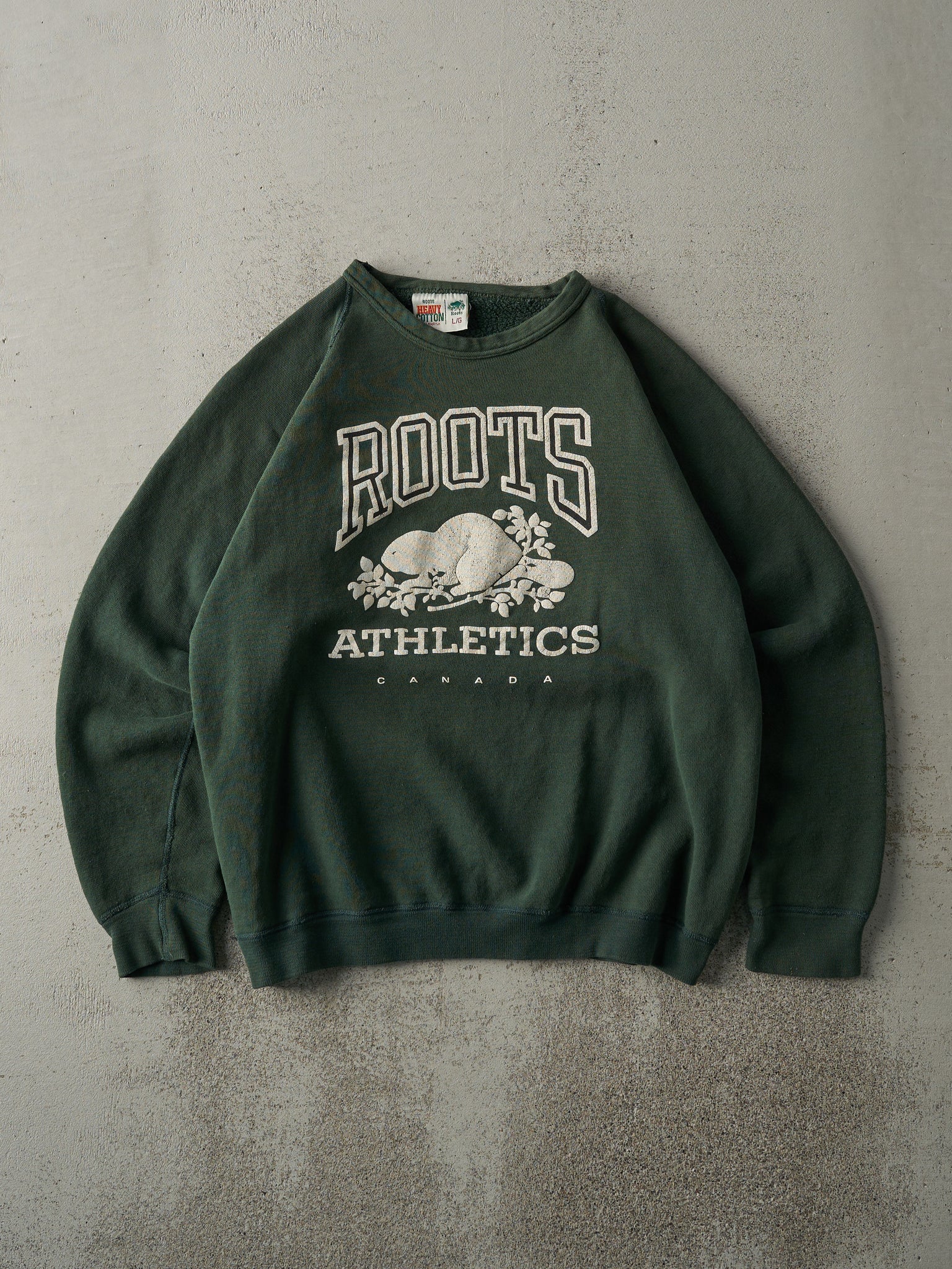 Vintage 80s Forest Green Roots Athletic Logo Crewneck (M)