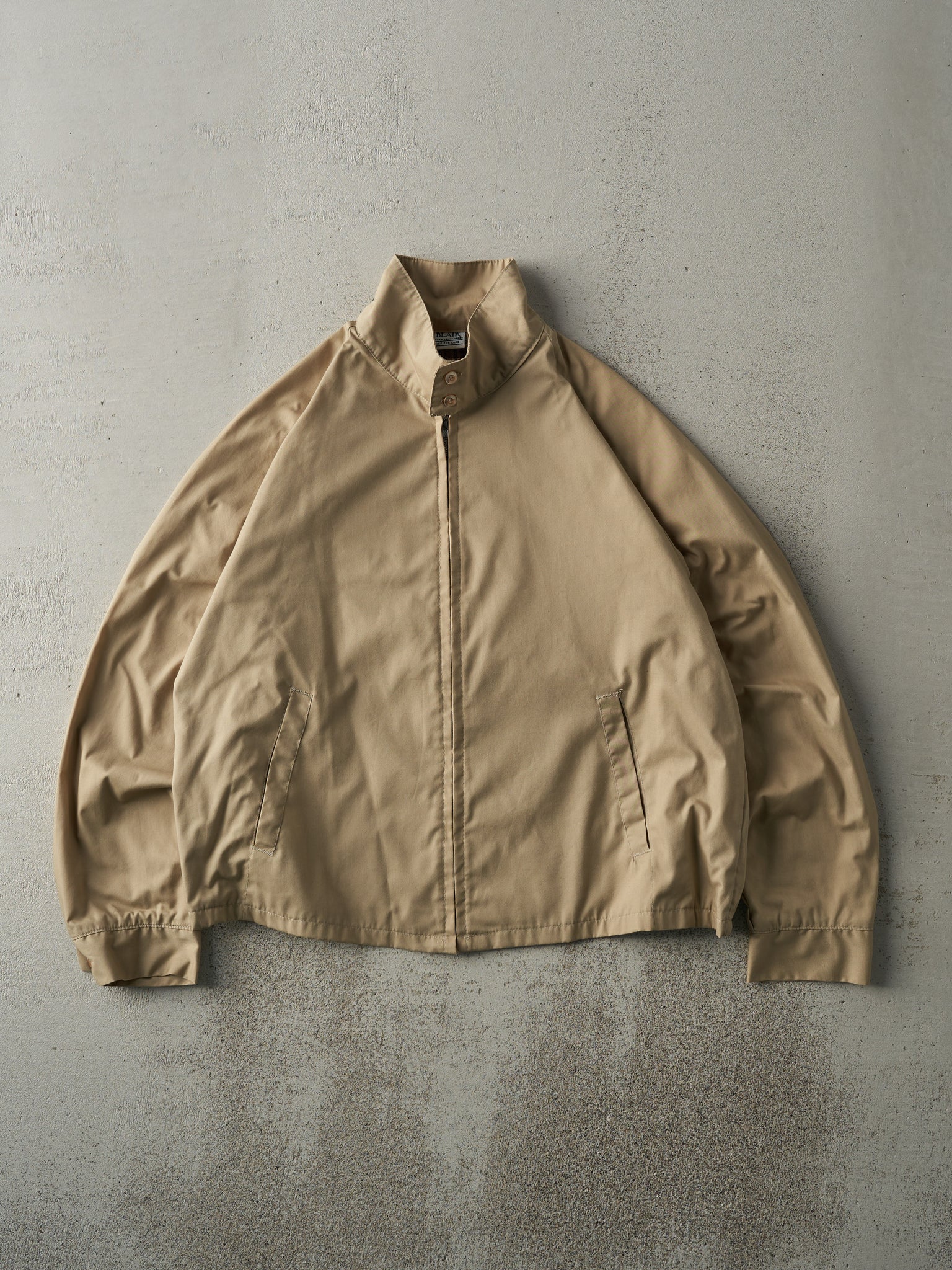 Vintage 80s Beige Blank Harrington Jacket (L)