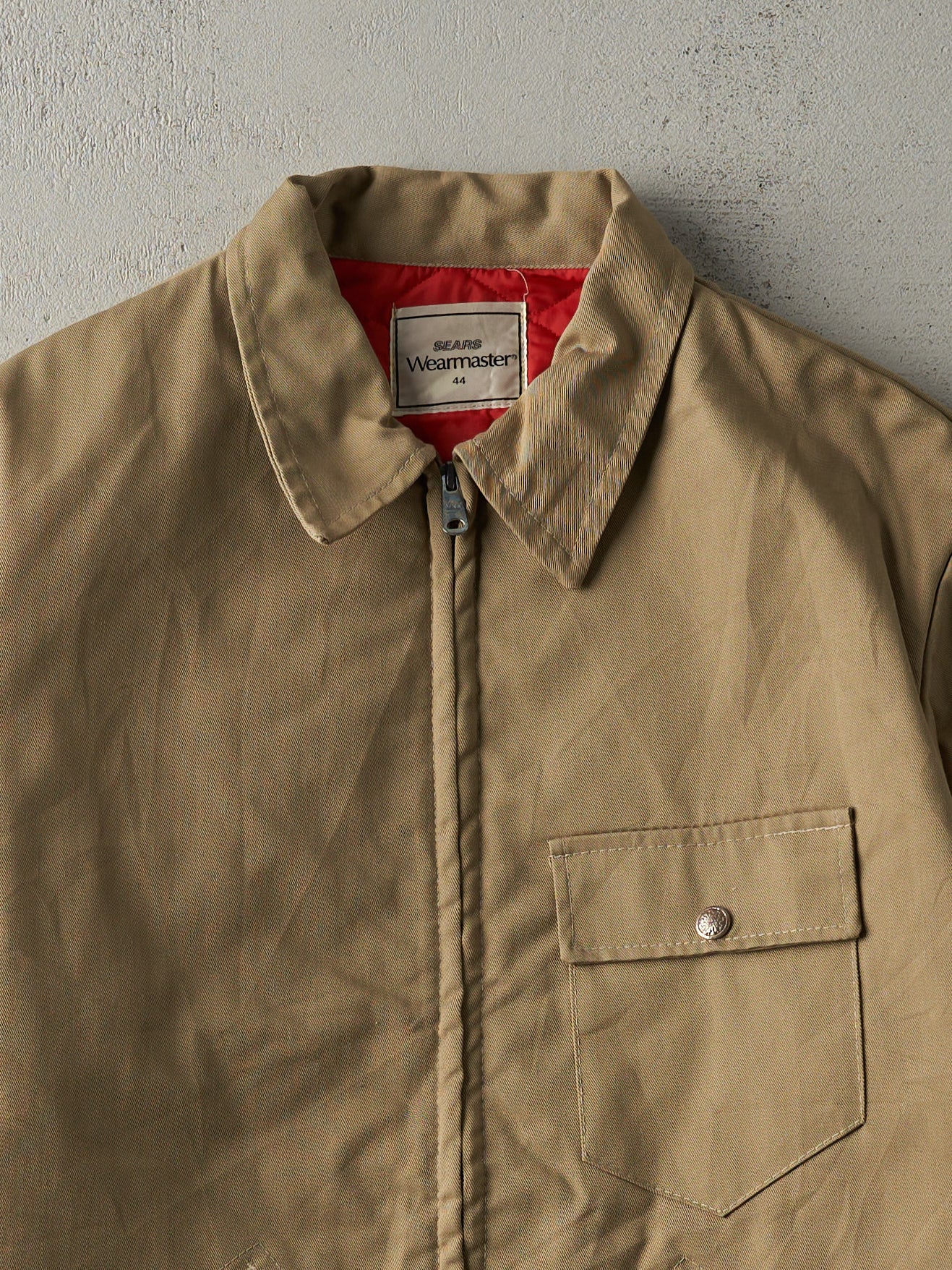 Vintage 80s Beige Sears Quilt Lined Workwear Jacket (M)