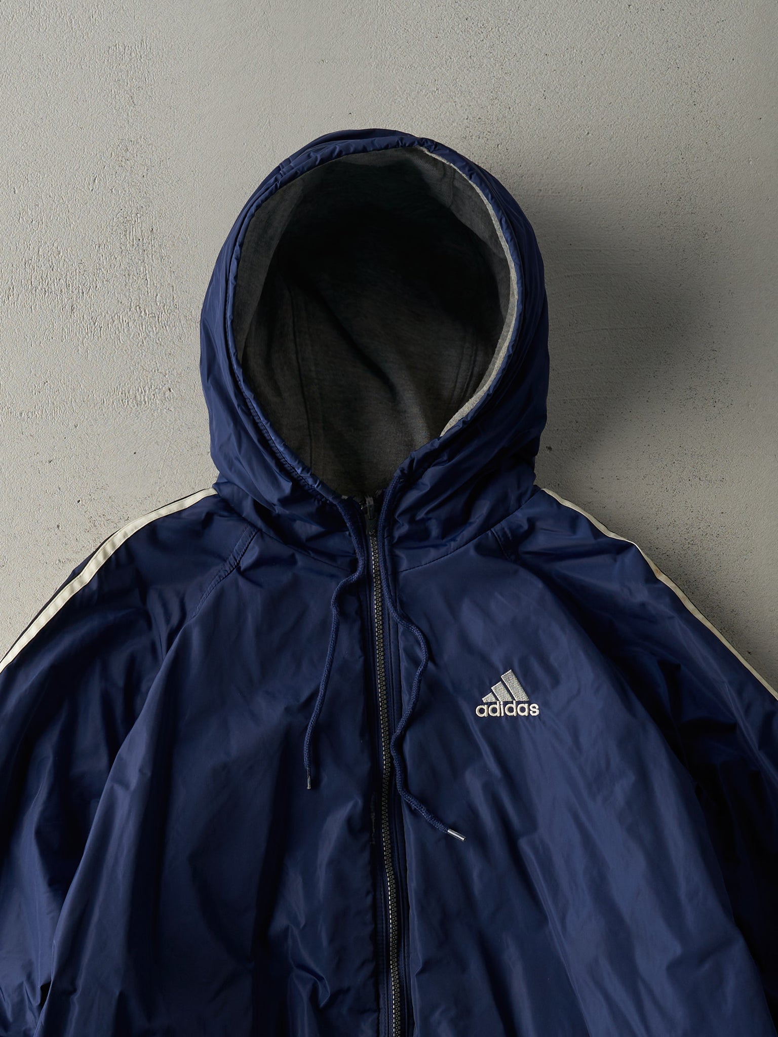 Vintage 90s Navy Blue Adidas Reversible Windbreaker Jacket (L)