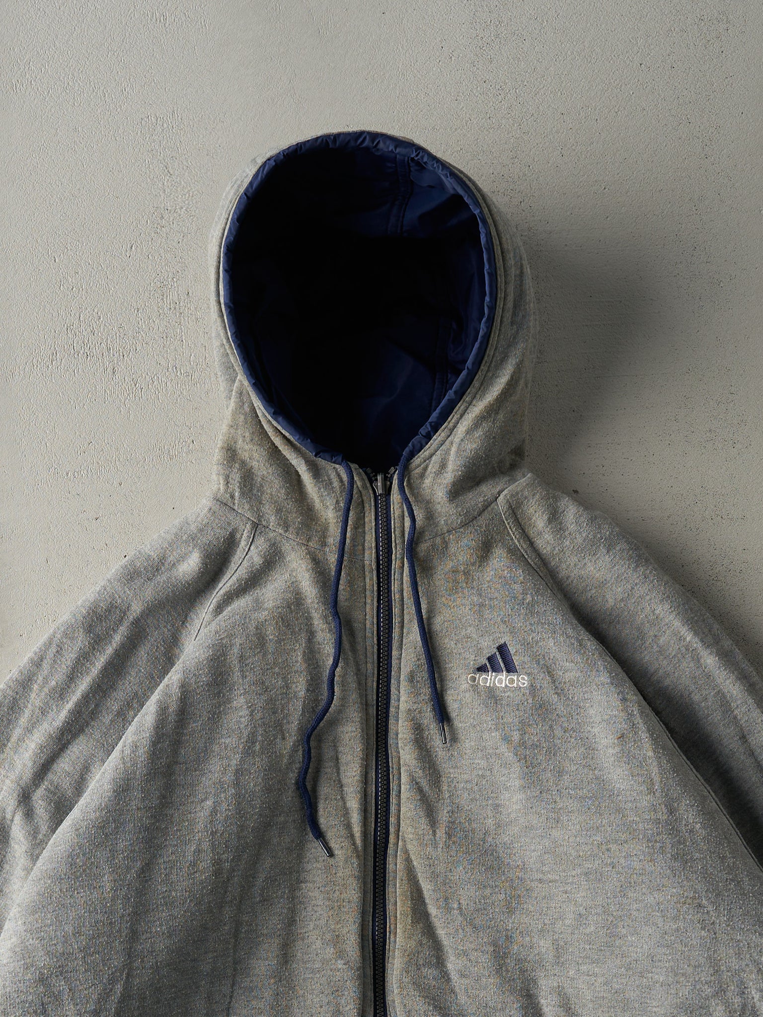 Vintage 90s Navy Blue Adidas Reversible Windbreaker Jacket (L)